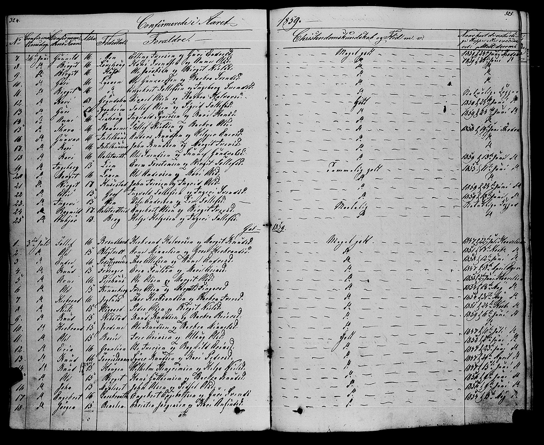 Gol kirkebøker, SAKO/A-226/F/Fa/L0002: Parish register (official) no. I 2, 1837-1863, p. 324-325