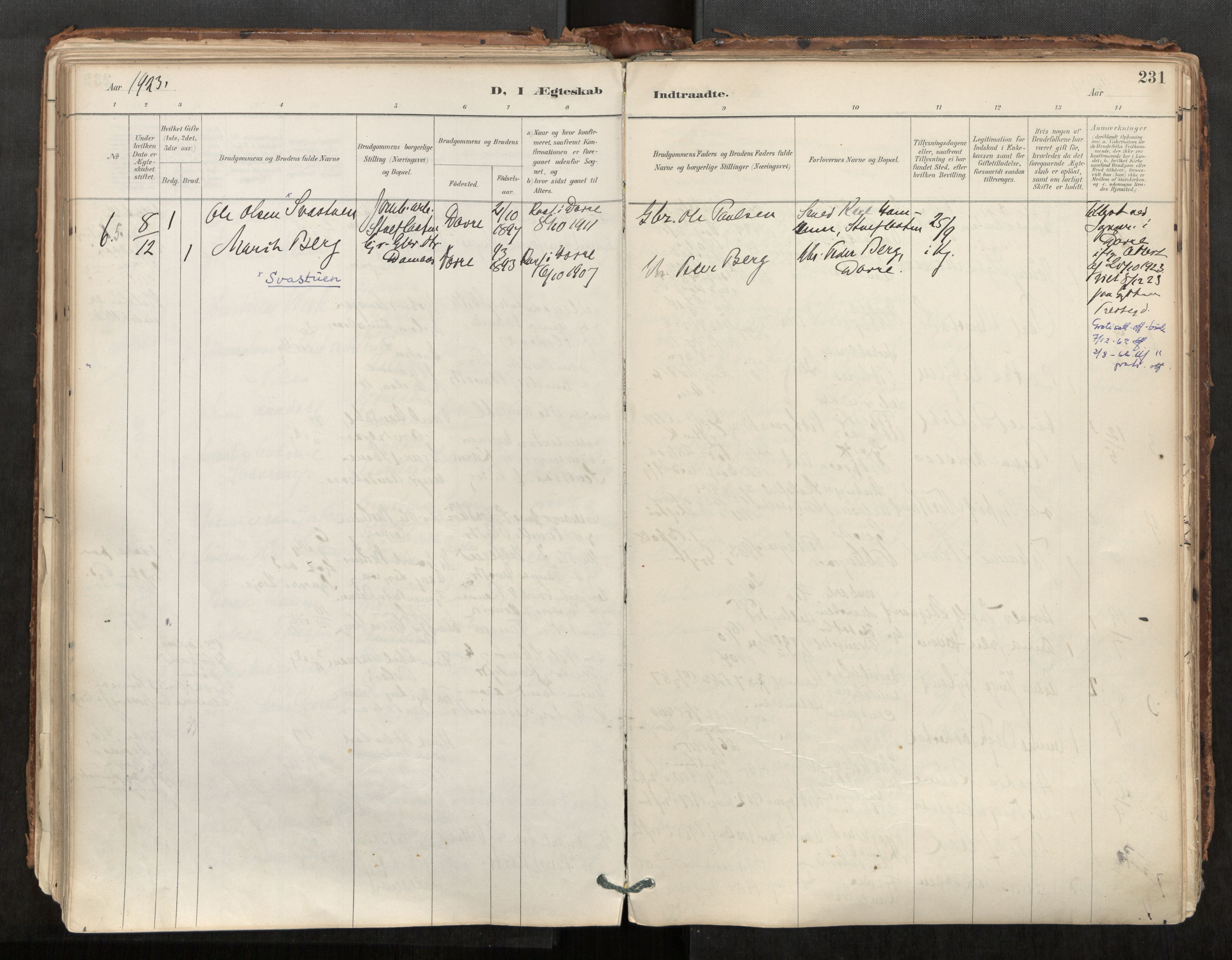 Ministerialprotokoller, klokkerbøker og fødselsregistre - Møre og Romsdal, AV/SAT-A-1454/544/L0585: Parish register (official) no. 544A06, 1887-1924, p. 231