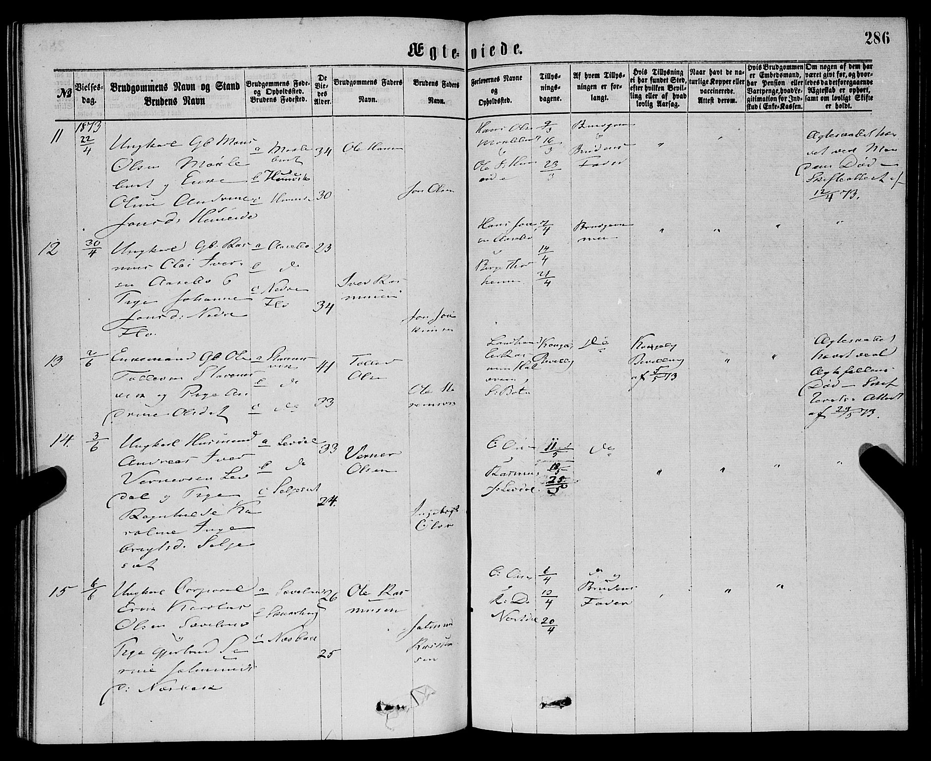 Eid sokneprestembete, AV/SAB-A-82301/H/Haa/Haaa/L0010: Parish register (official) no. A 10, 1867-1878, p. 286