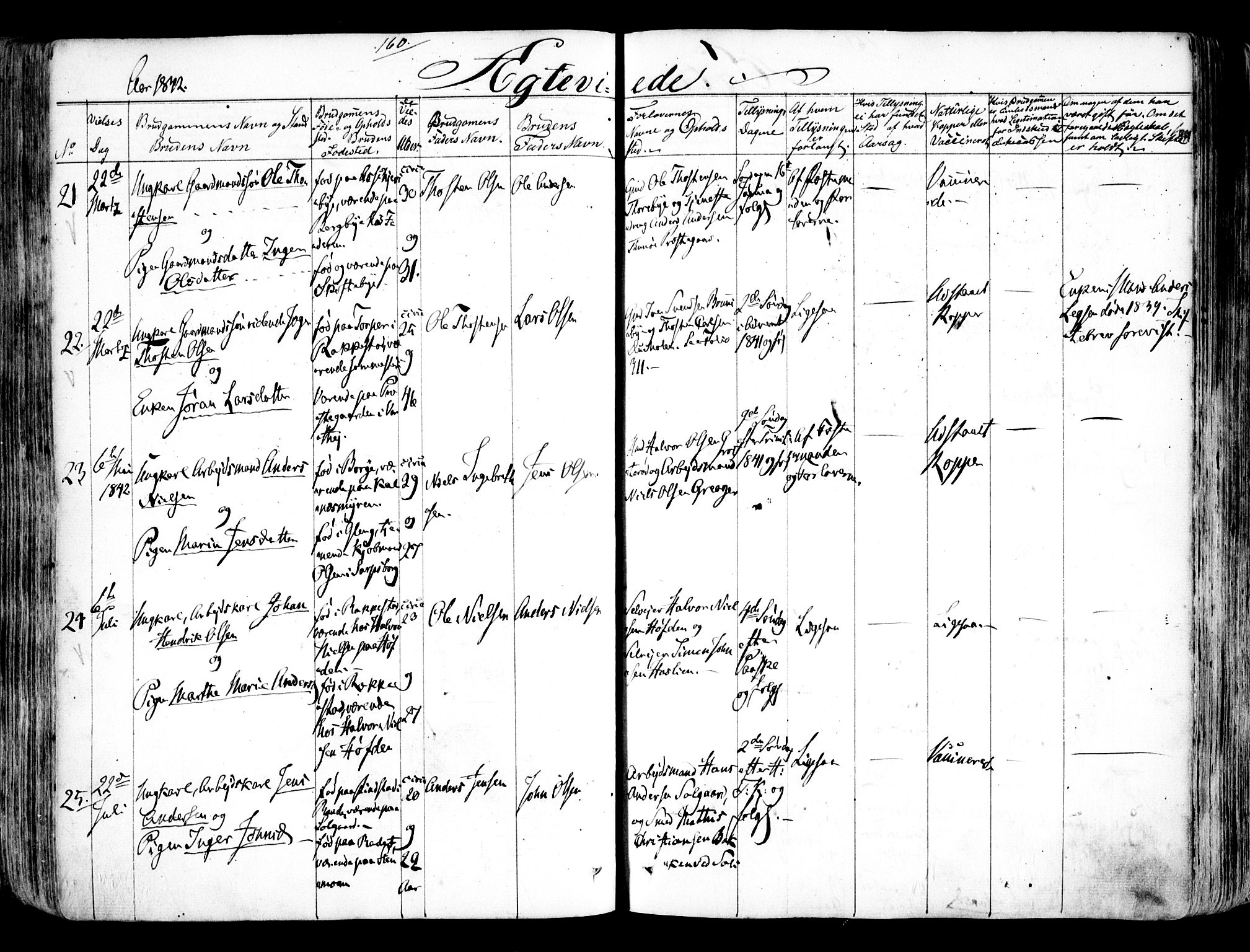 Tune prestekontor Kirkebøker, SAO/A-2007/F/Fa/L0009: Parish register (official) no. 9, 1842-1846, p. 160