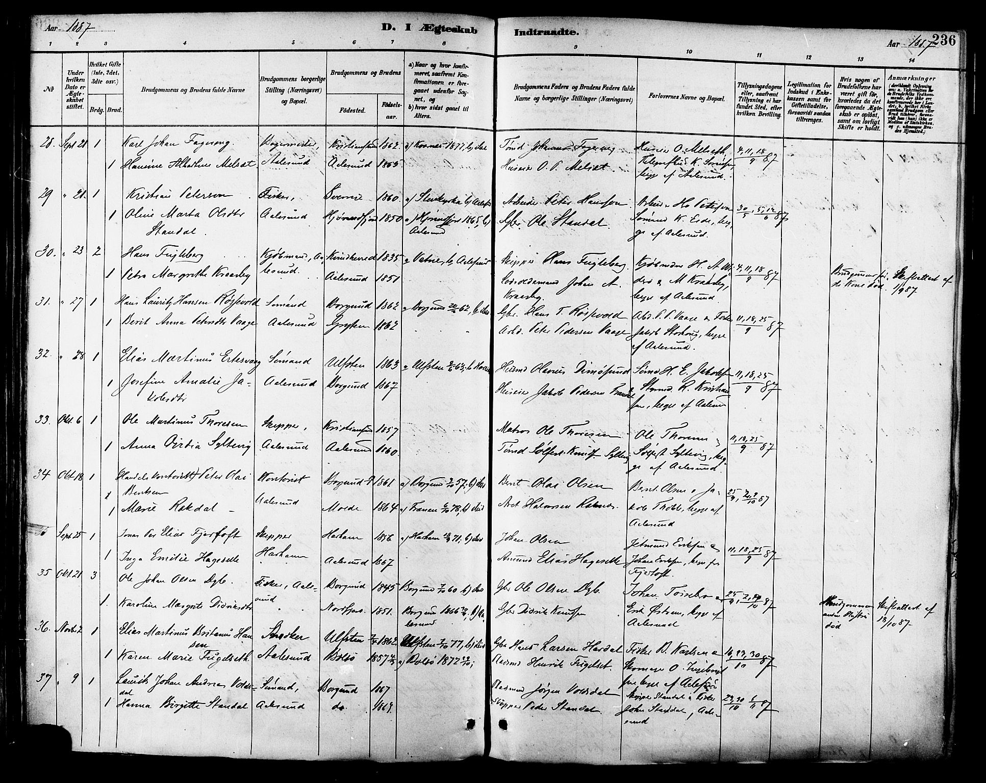 Ministerialprotokoller, klokkerbøker og fødselsregistre - Møre og Romsdal, AV/SAT-A-1454/529/L0455: Parish register (official) no. 529A05, 1885-1893, p. 236