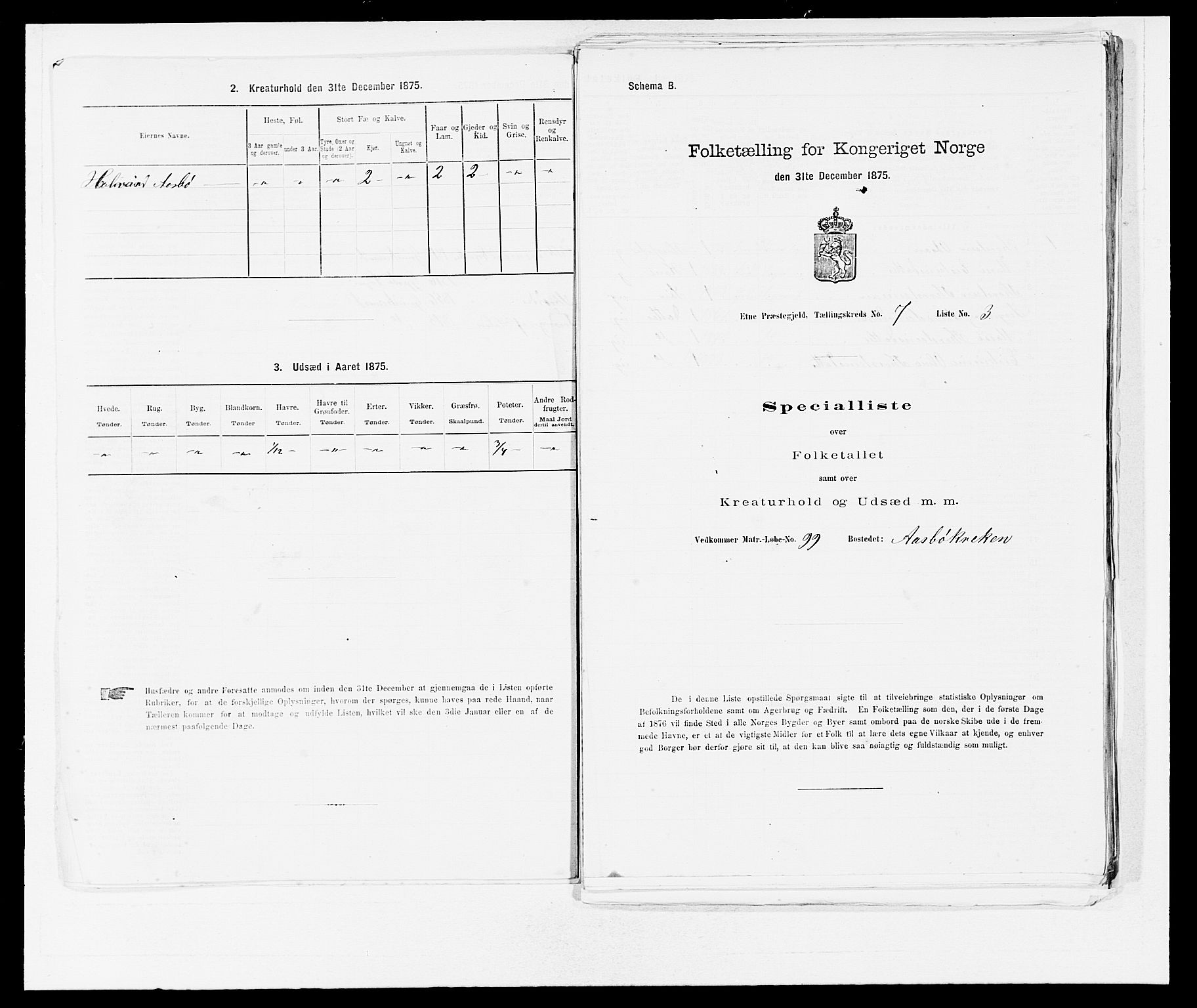 SAB, 1875 census for 1211P Etne, 1875, p. 522