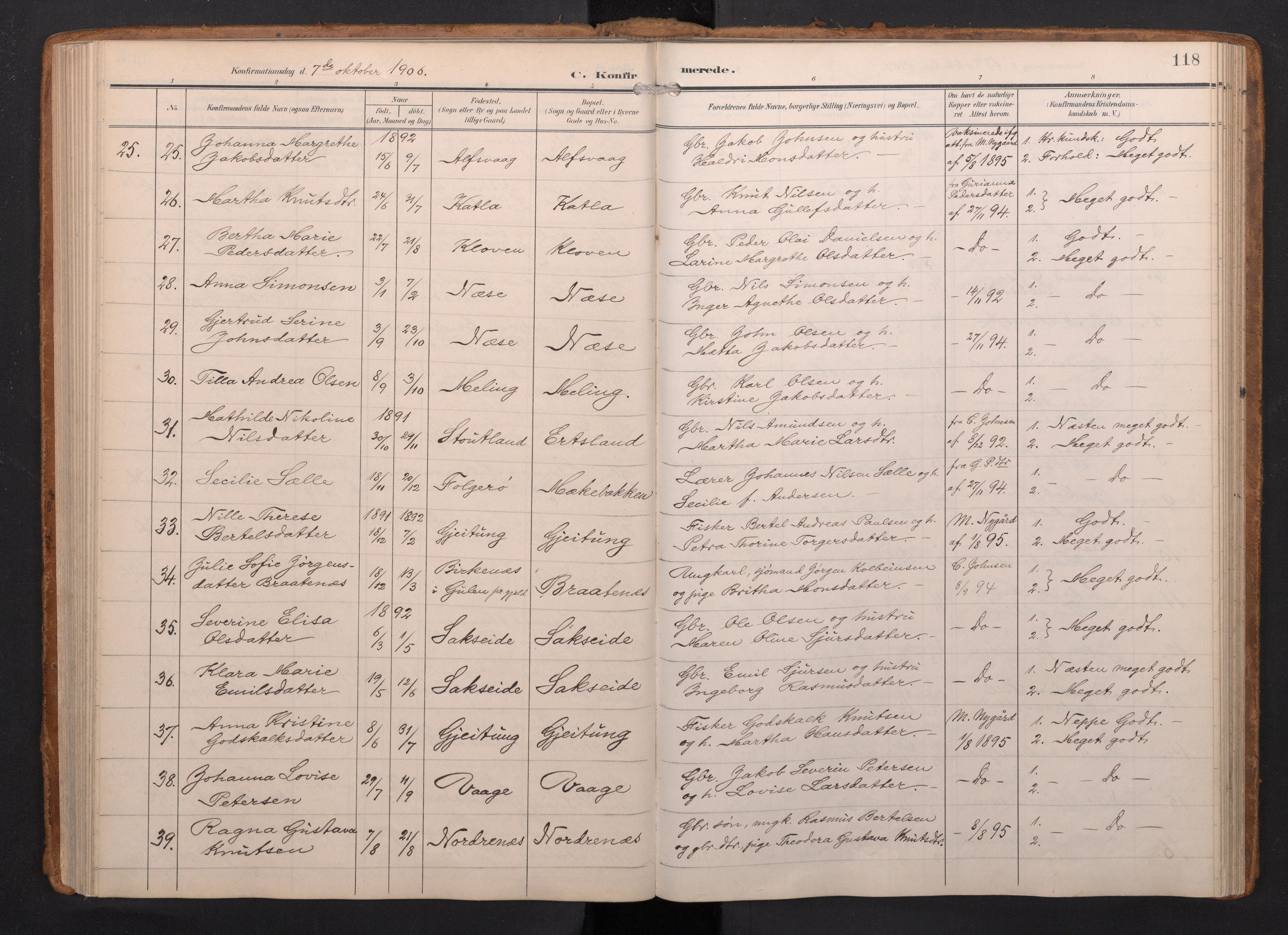 Finnås sokneprestembete, SAB/A-99925/H/Ha/Haa/Haac/L0003: Parish register (official) no. C 3, 1905-1917, p. 118
