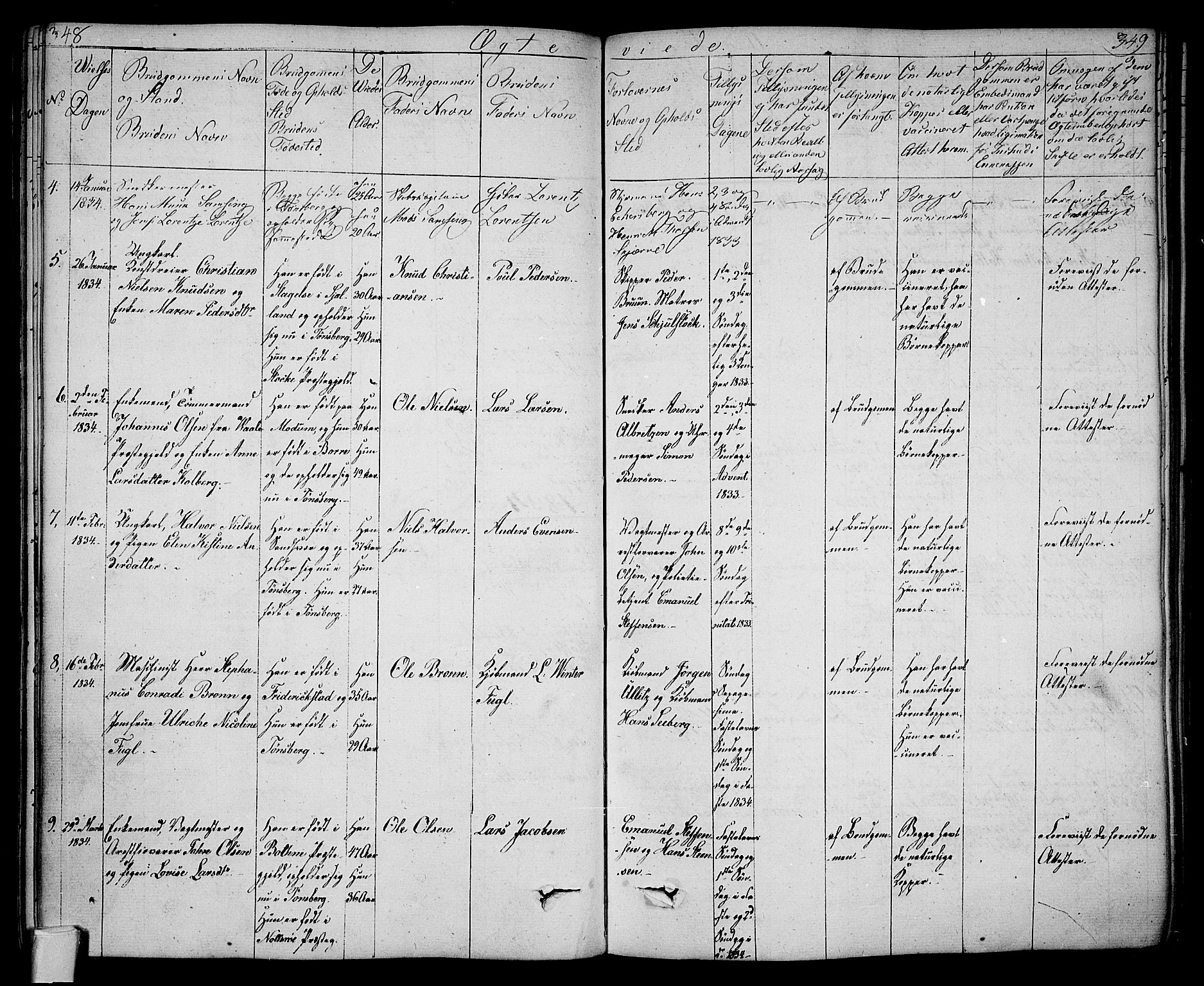 Tønsberg kirkebøker, AV/SAKO-A-330/F/Fa/L0005: Parish register (official) no. I 5, 1827-1836, p. 348-349