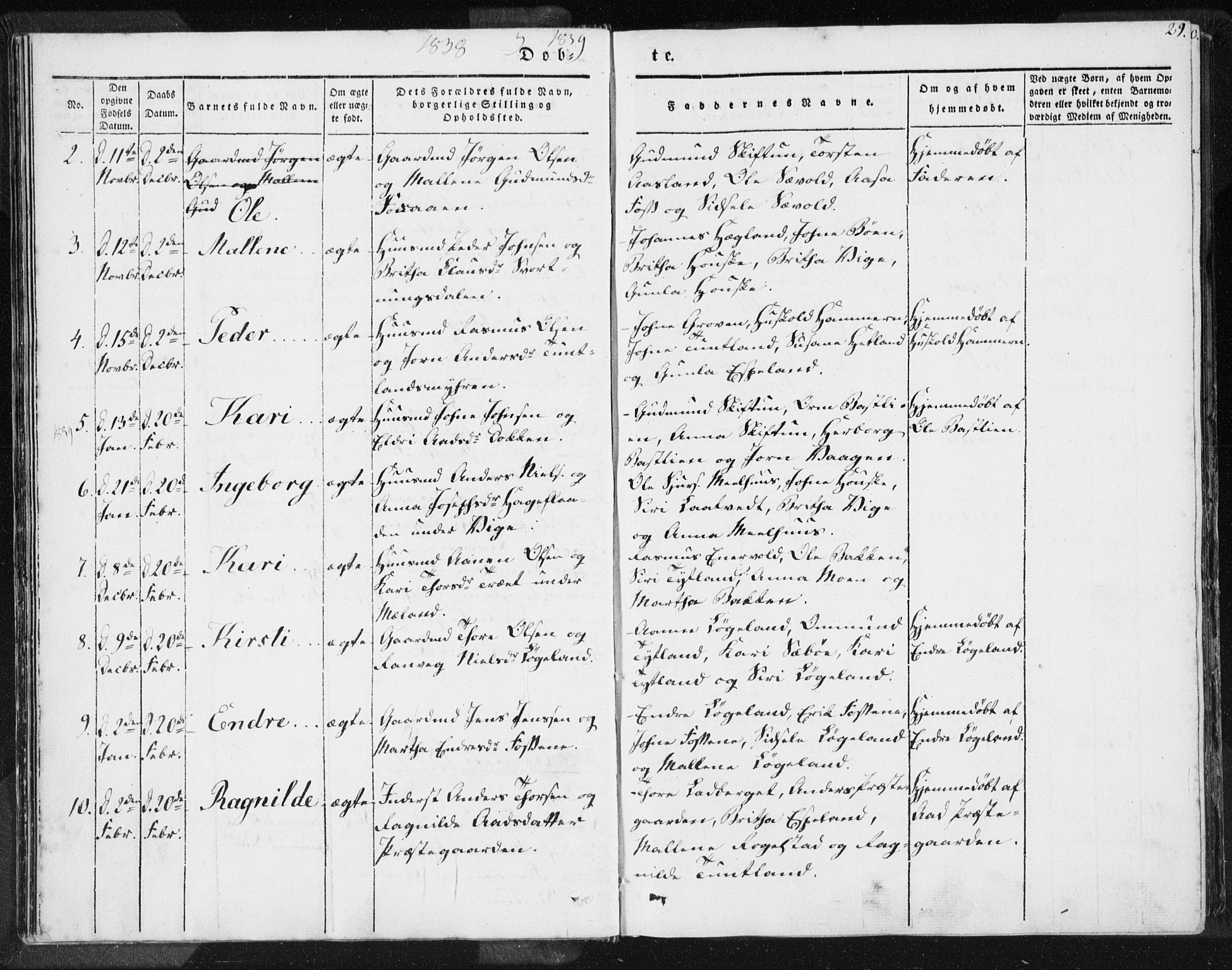 Hjelmeland sokneprestkontor, AV/SAST-A-101843/01/IV/L0006: Parish register (official) no. A 6, 1834-1845, p. 29