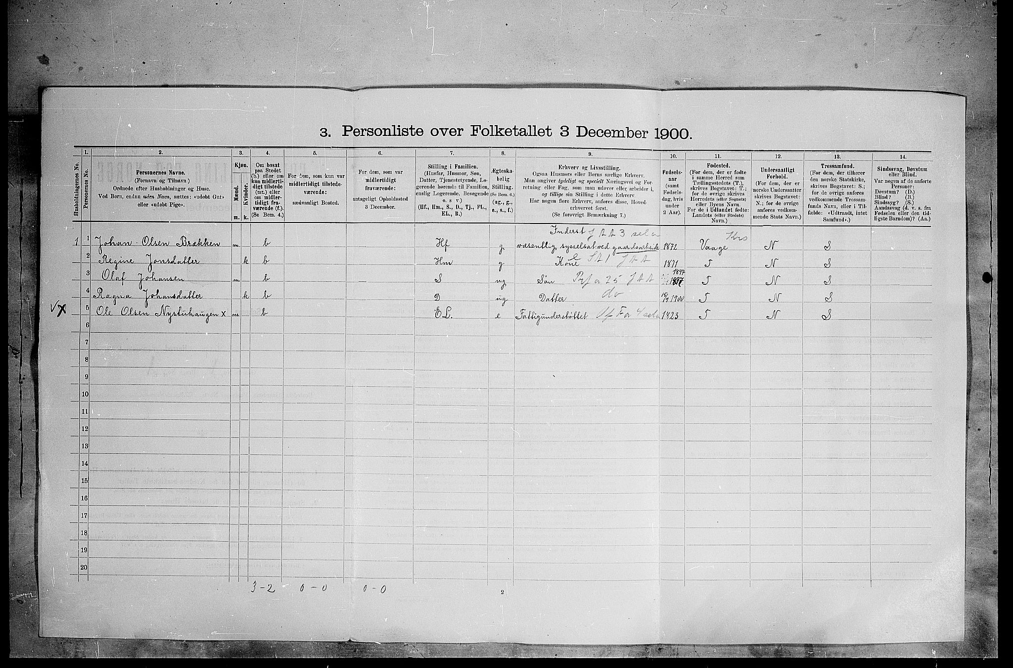 SAH, 1900 census for Lesja, 1900, p. 45