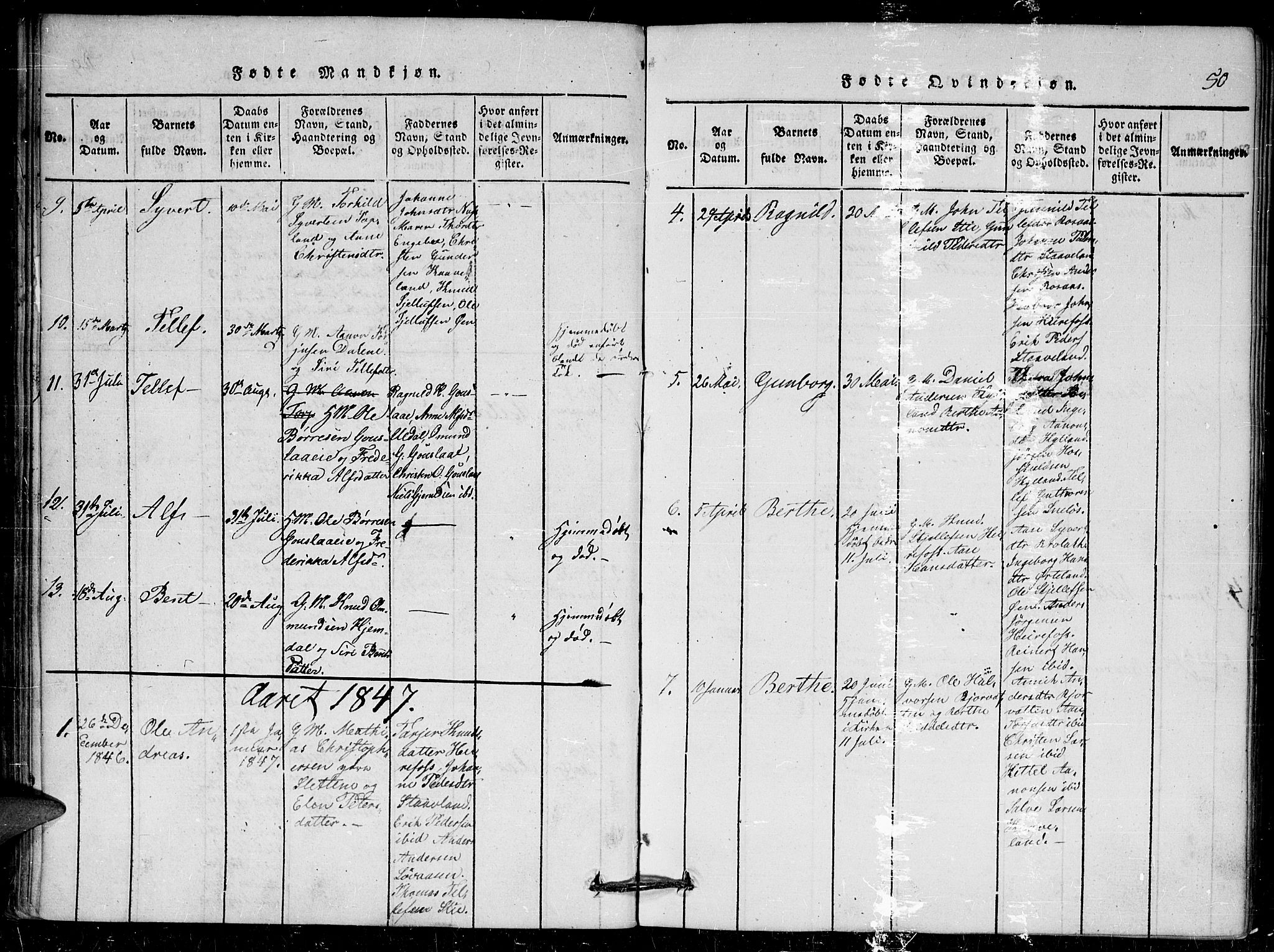 Herefoss sokneprestkontor, AV/SAK-1111-0019/F/Fa/Faa/L0001: Parish register (official) no. A 1, 1816-1860, p. 50