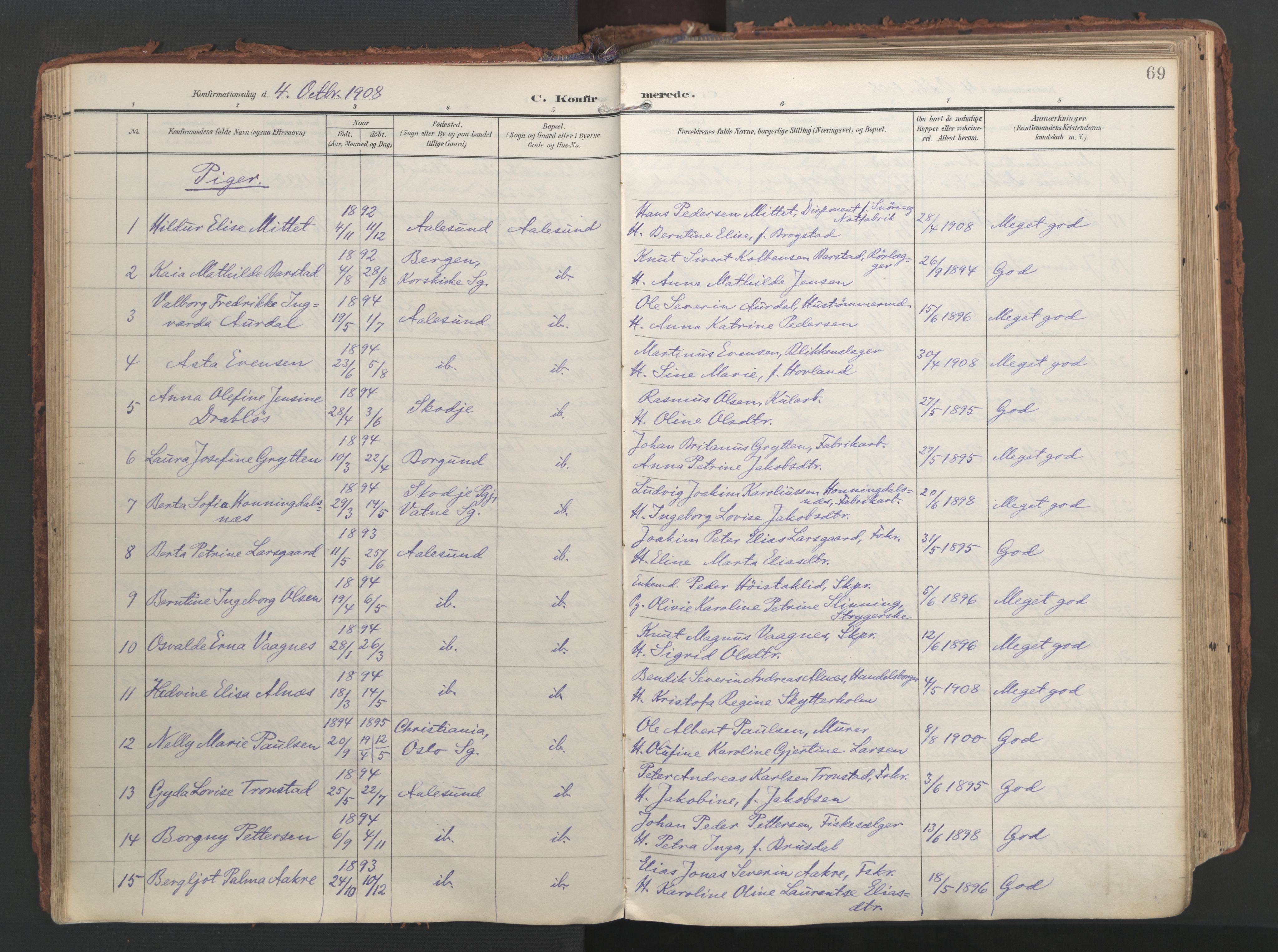 Ministerialprotokoller, klokkerbøker og fødselsregistre - Møre og Romsdal, AV/SAT-A-1454/529/L0459: Parish register (official) no. 529A09, 1904-1917, p. 69