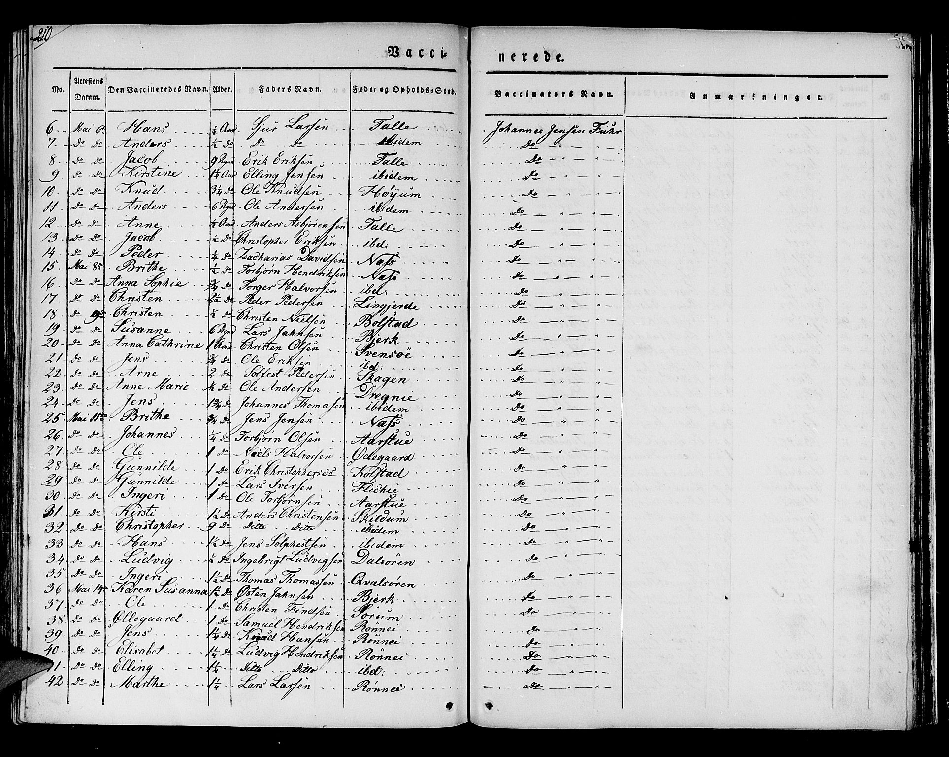 Luster sokneprestembete, AV/SAB-A-81101/H/Haa/Haaa/L0005: Parish register (official) no. A 5, 1831-1841, p. 210