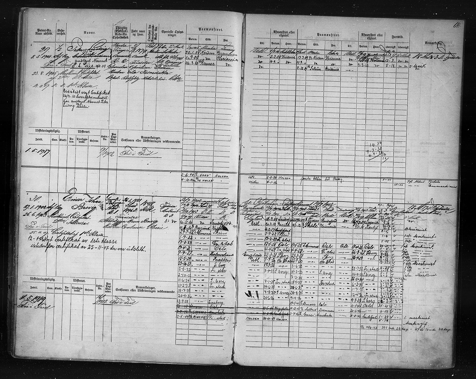 Halden mønstringskontor, AV/SAO-A-10569a/F/Fc/Fcd/L0003: Annotasjons- og hovedrulle for maskinister og fyrbøtere, 1876-1918, p. 23