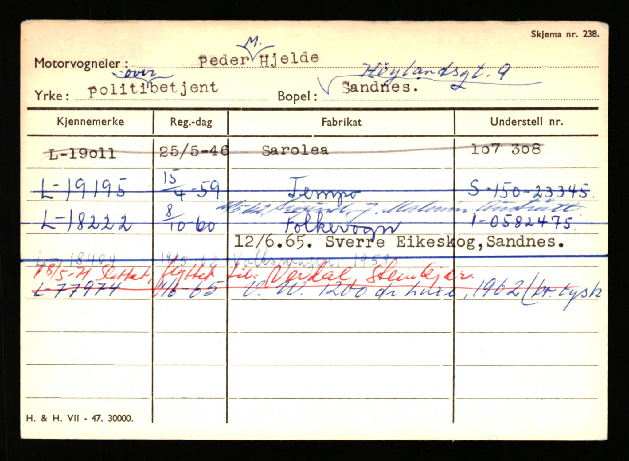 Stavanger trafikkstasjon, SAST/A-101942/0/H/L0015: Hermansen - Holmestad, 1930-1971, p. 1669