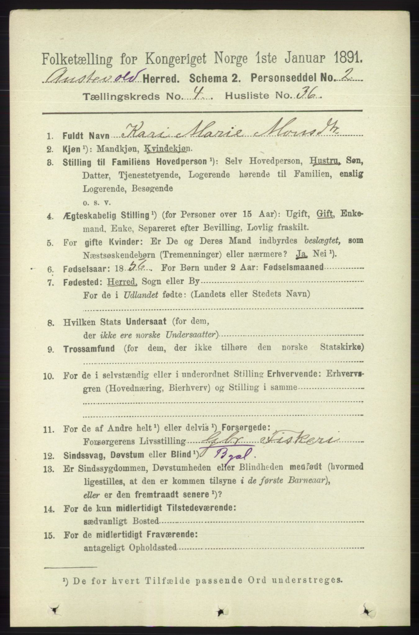 RA, 1891 census for 1244 Austevoll, 1891, p. 1616