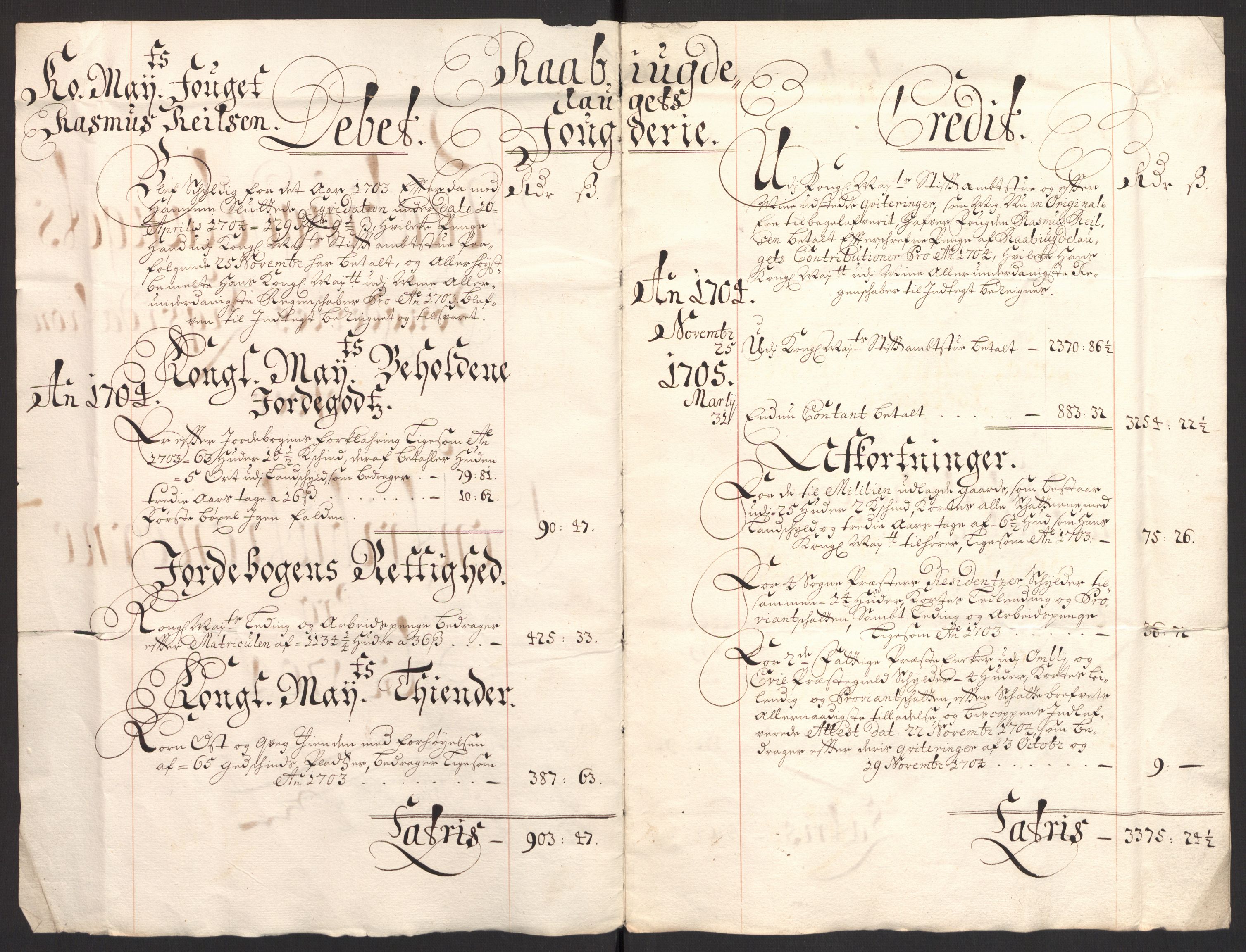 Rentekammeret inntil 1814, Reviderte regnskaper, Fogderegnskap, RA/EA-4092/R40/L2447: Fogderegnskap Råbyggelag, 1703-1705, p. 230