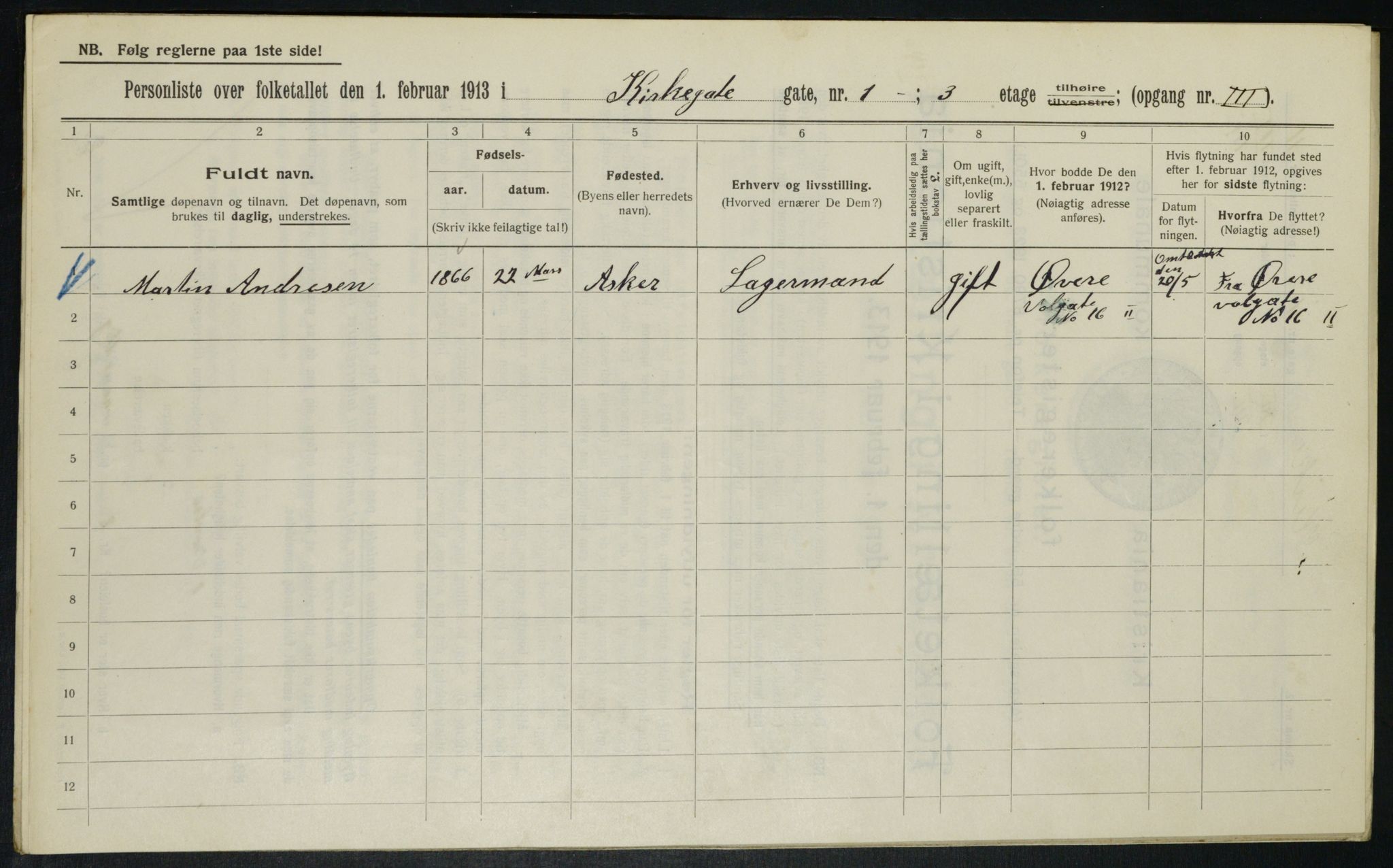 OBA, Municipal Census 1913 for Kristiania, 1913, p. 49471