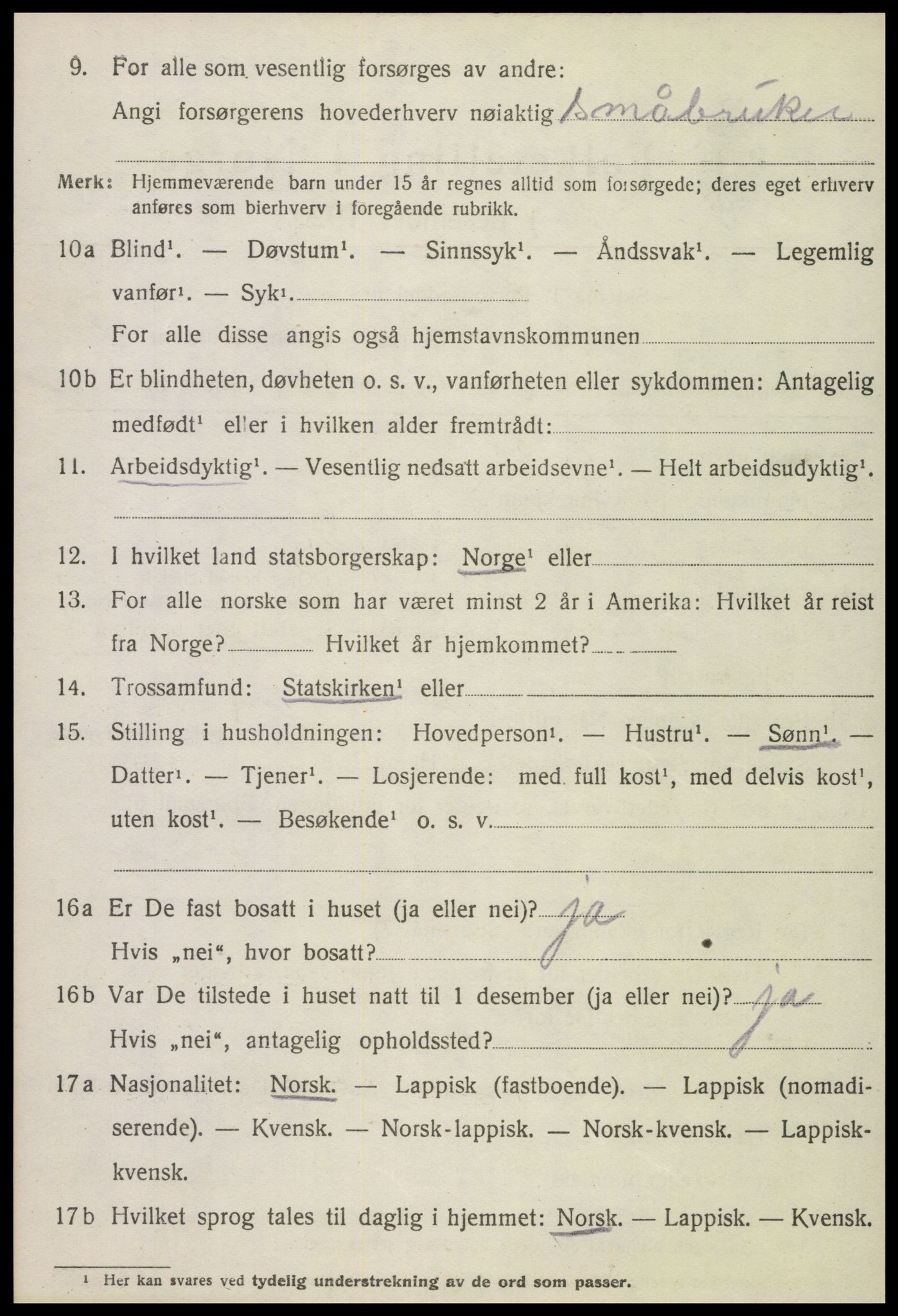 SAT, 1920 census for Meløy, 1920, p. 8316