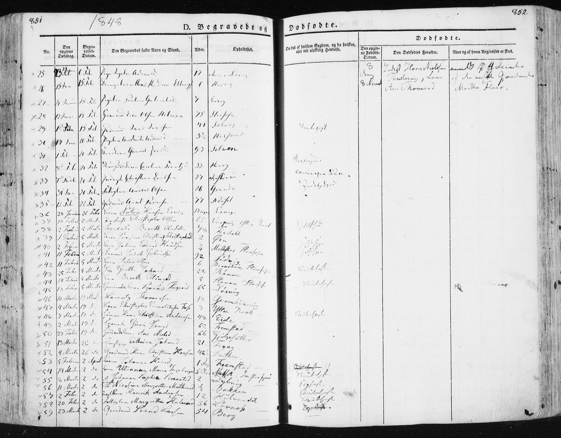 Ministerialprotokoller, klokkerbøker og fødselsregistre - Sør-Trøndelag, SAT/A-1456/659/L0736: Parish register (official) no. 659A06, 1842-1856, p. 851-852