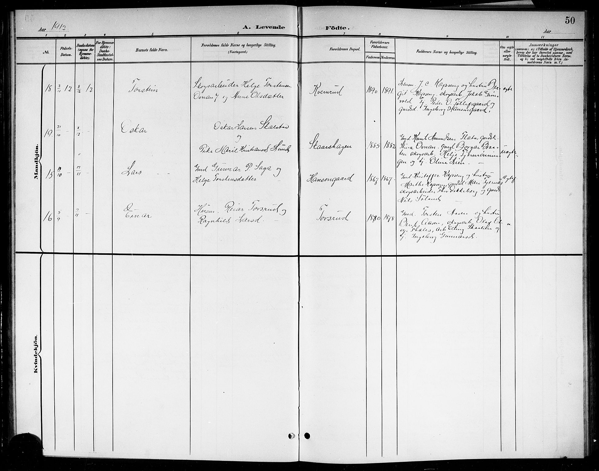 Sigdal kirkebøker, SAKO/A-245/G/Gb/L0003: Parish register (copy) no. II 3, 1901-1916, p. 50