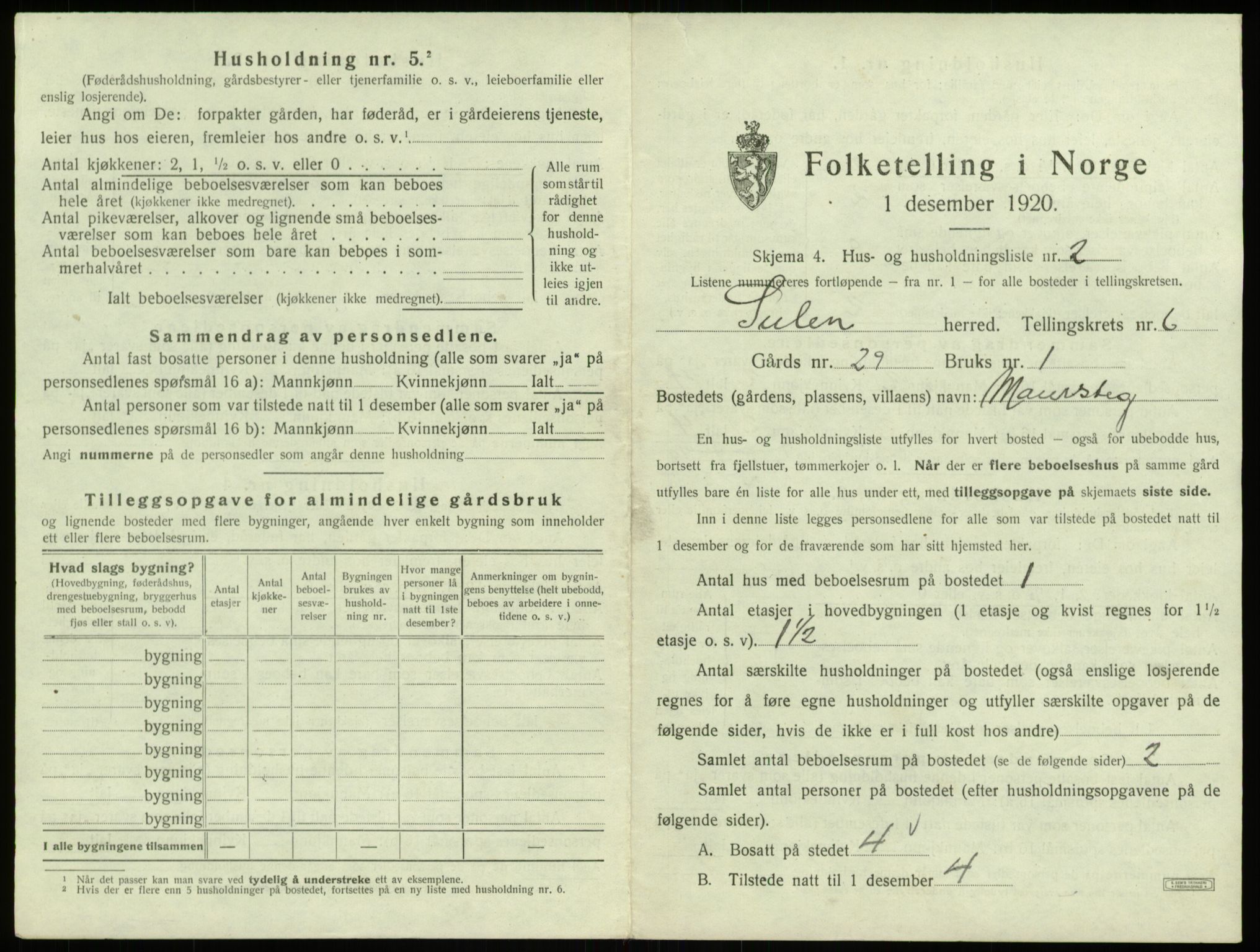 SAB, 1920 census for Solund, 1920, p. 346