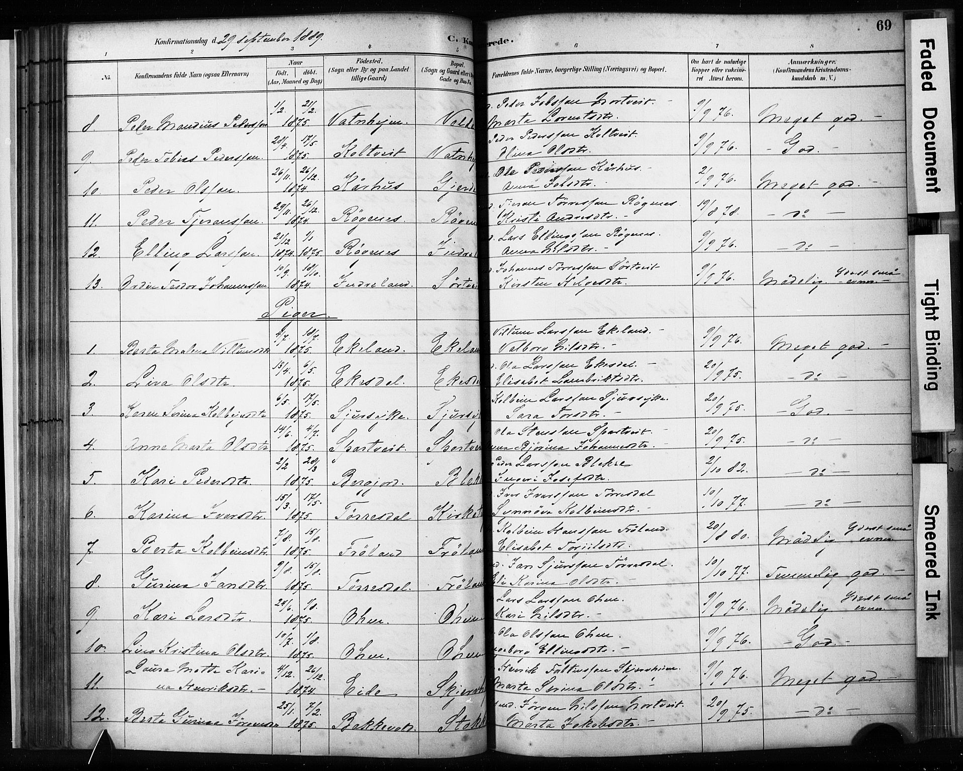 Skjold sokneprestkontor, AV/SAST-A-101847/H/Ha/Haa/L0009: Parish register (official) no. A 9, 1882-1898, p. 69