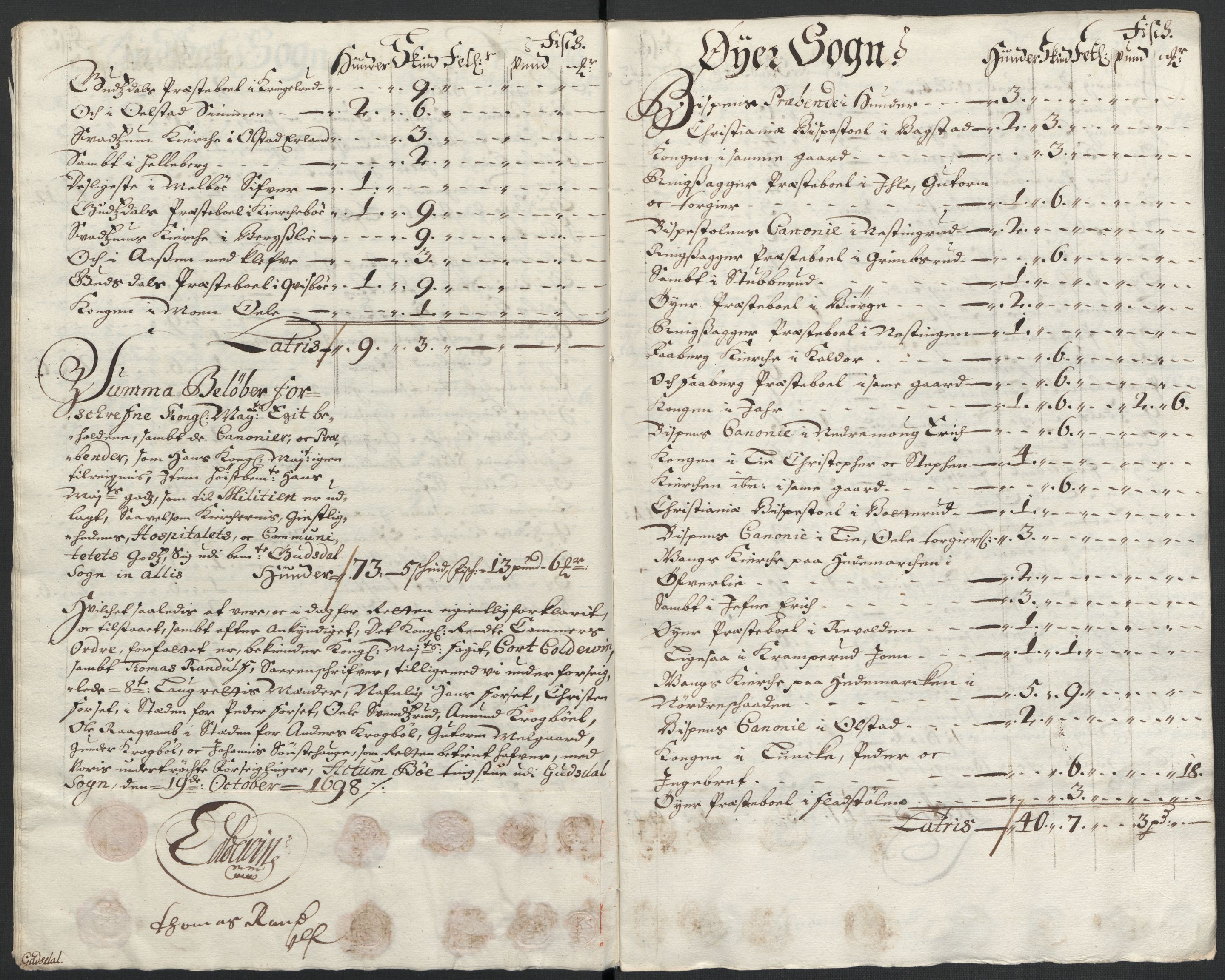 Rentekammeret inntil 1814, Reviderte regnskaper, Fogderegnskap, RA/EA-4092/R17/L1171: Fogderegnskap Gudbrandsdal, 1698, p. 201