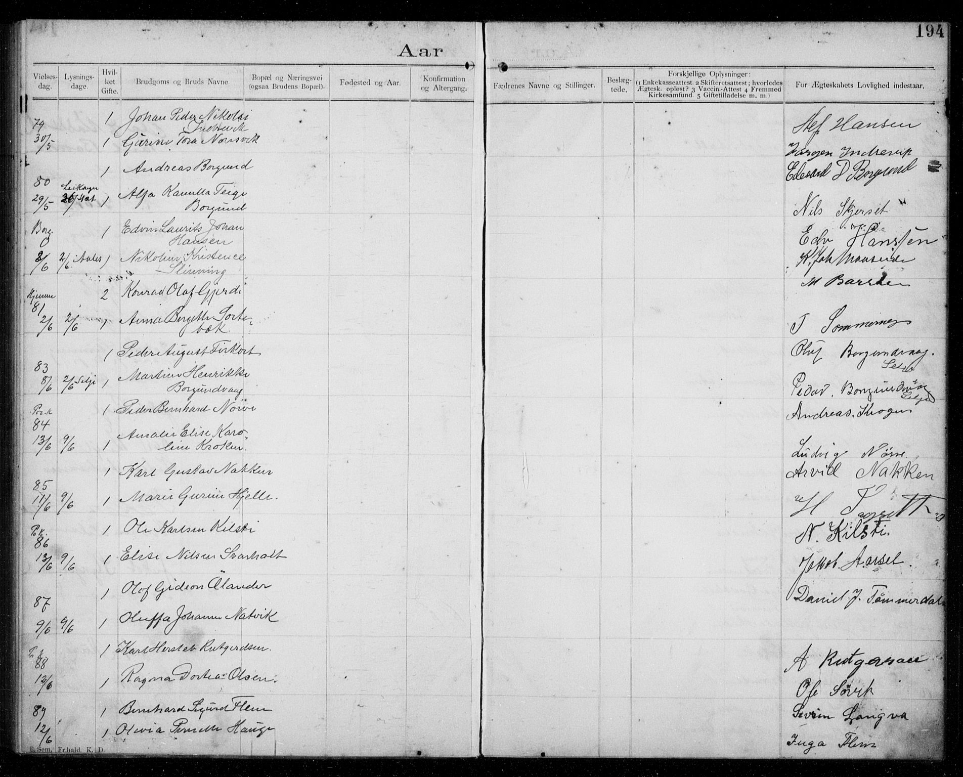 Ministerialprotokoller, klokkerbøker og fødselsregistre - Møre og Romsdal, AV/SAT-A-1454/529/L0458: Banns register no. 529A08, 1901-1918, p. 194