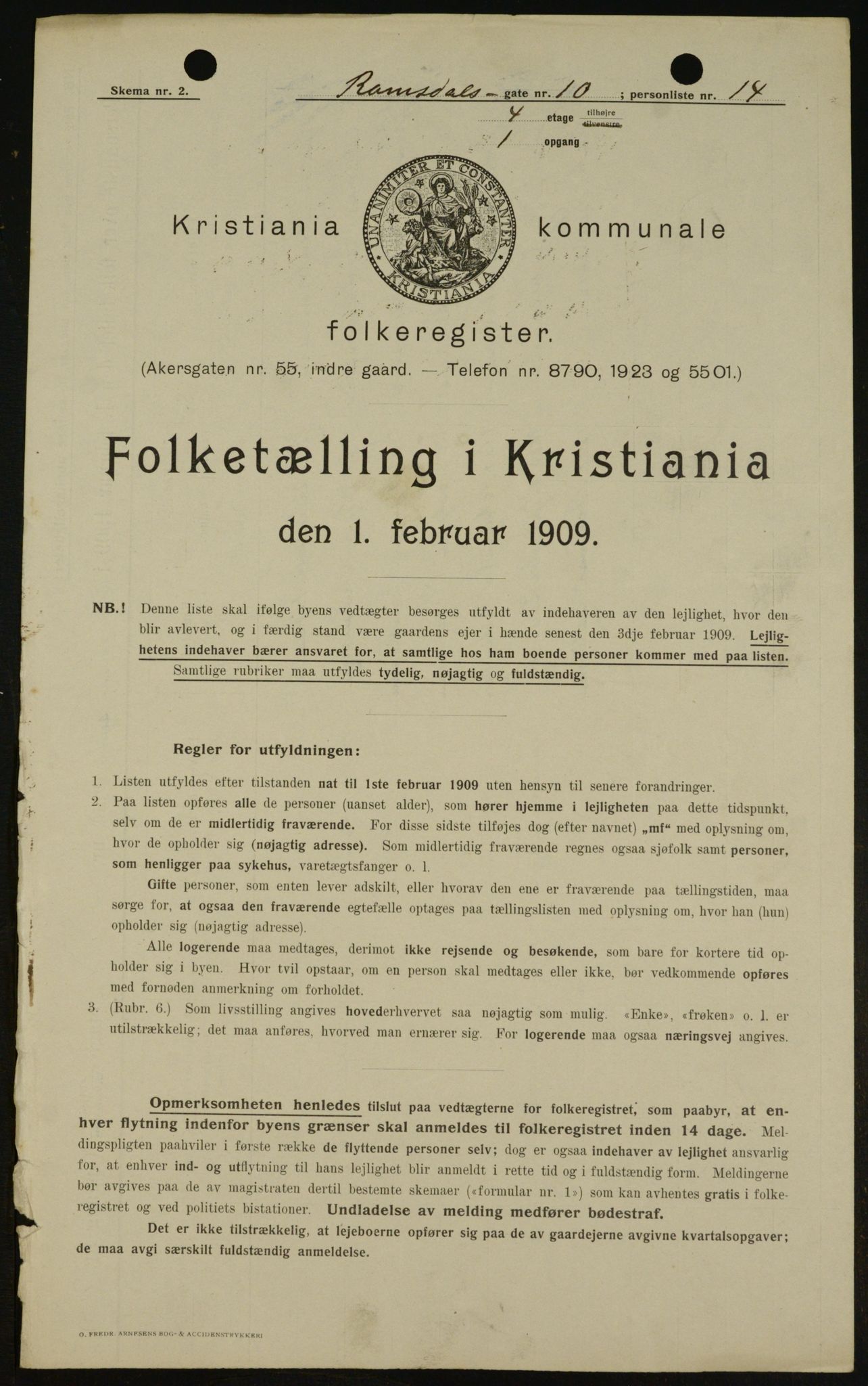 OBA, Municipal Census 1909 for Kristiania, 1909, p. 75587