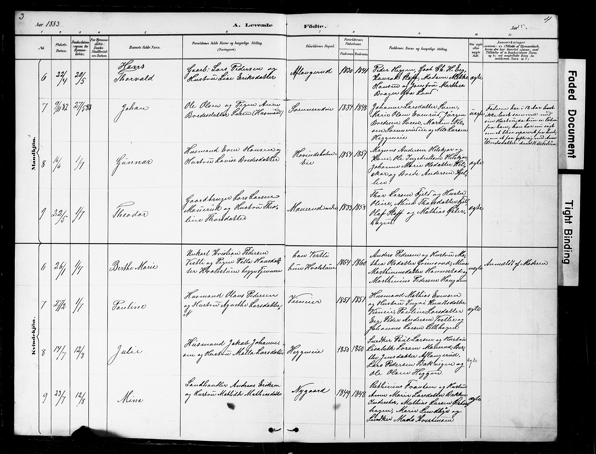 Nes prestekontor, Hedmark, AV/SAH-PREST-020/L/La/L0016: Parish register (copy) no. 16, 1883-1900, p. 3-4