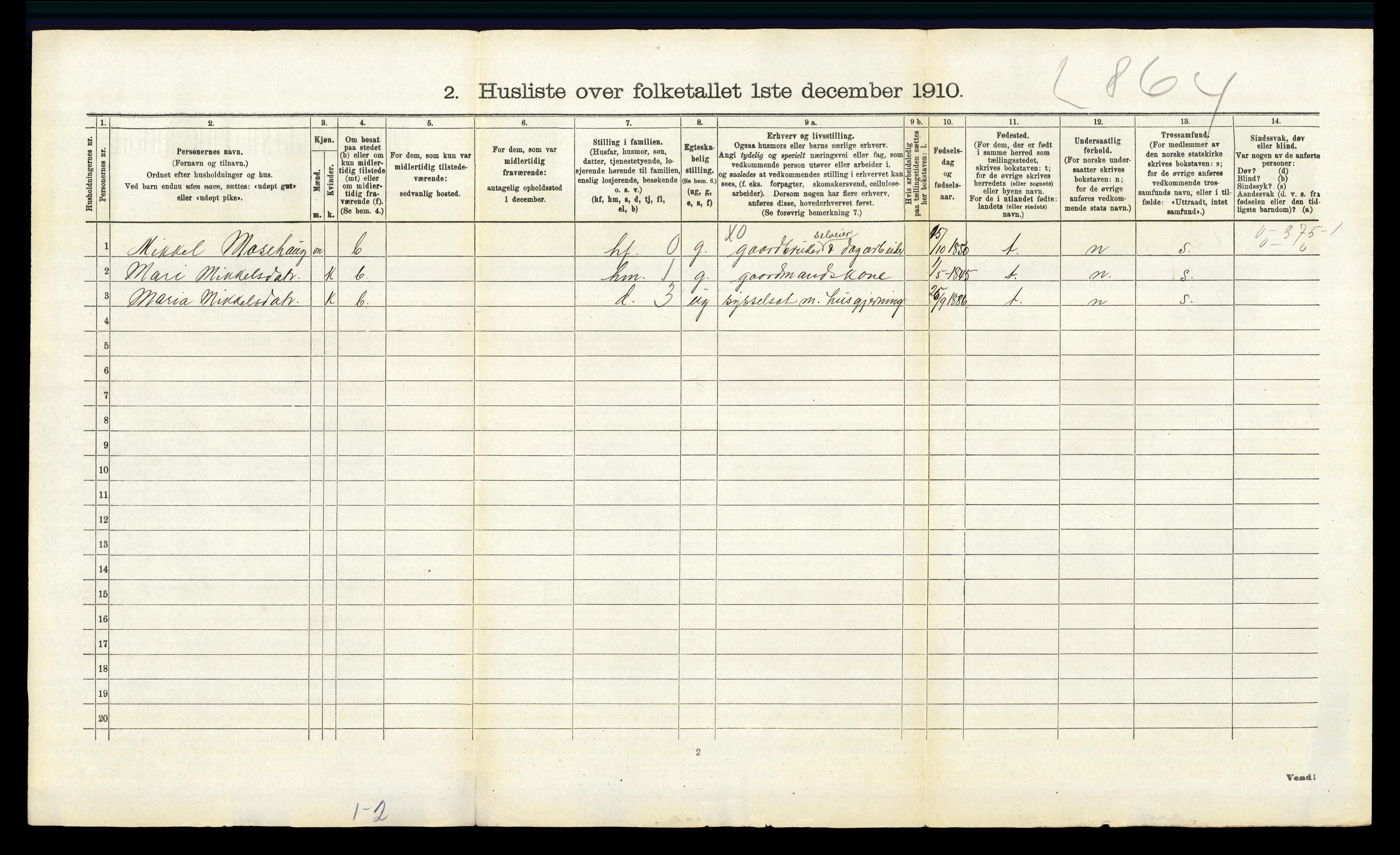 RA, 1910 census for Lille Elvedalen, 1910, p. 1358