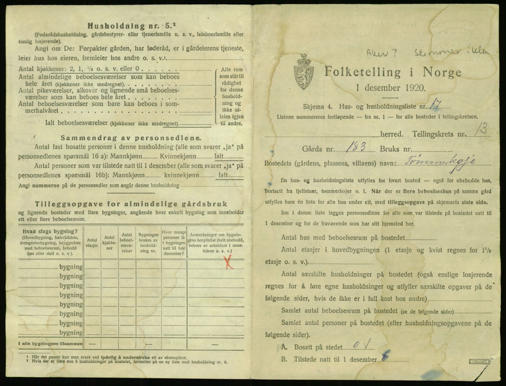 RA, 1920 census: Additional forms, 1920, p. 31