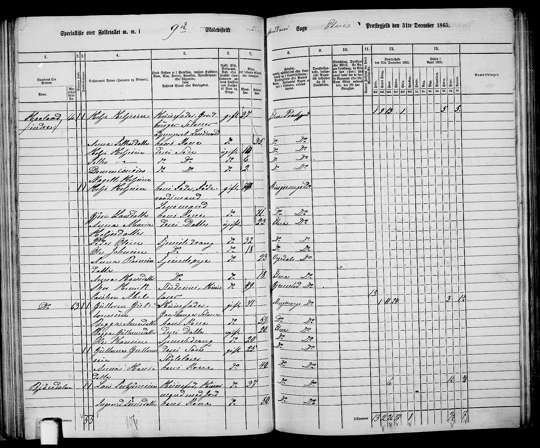 RA, 1865 census for Etne, 1865, p. 59