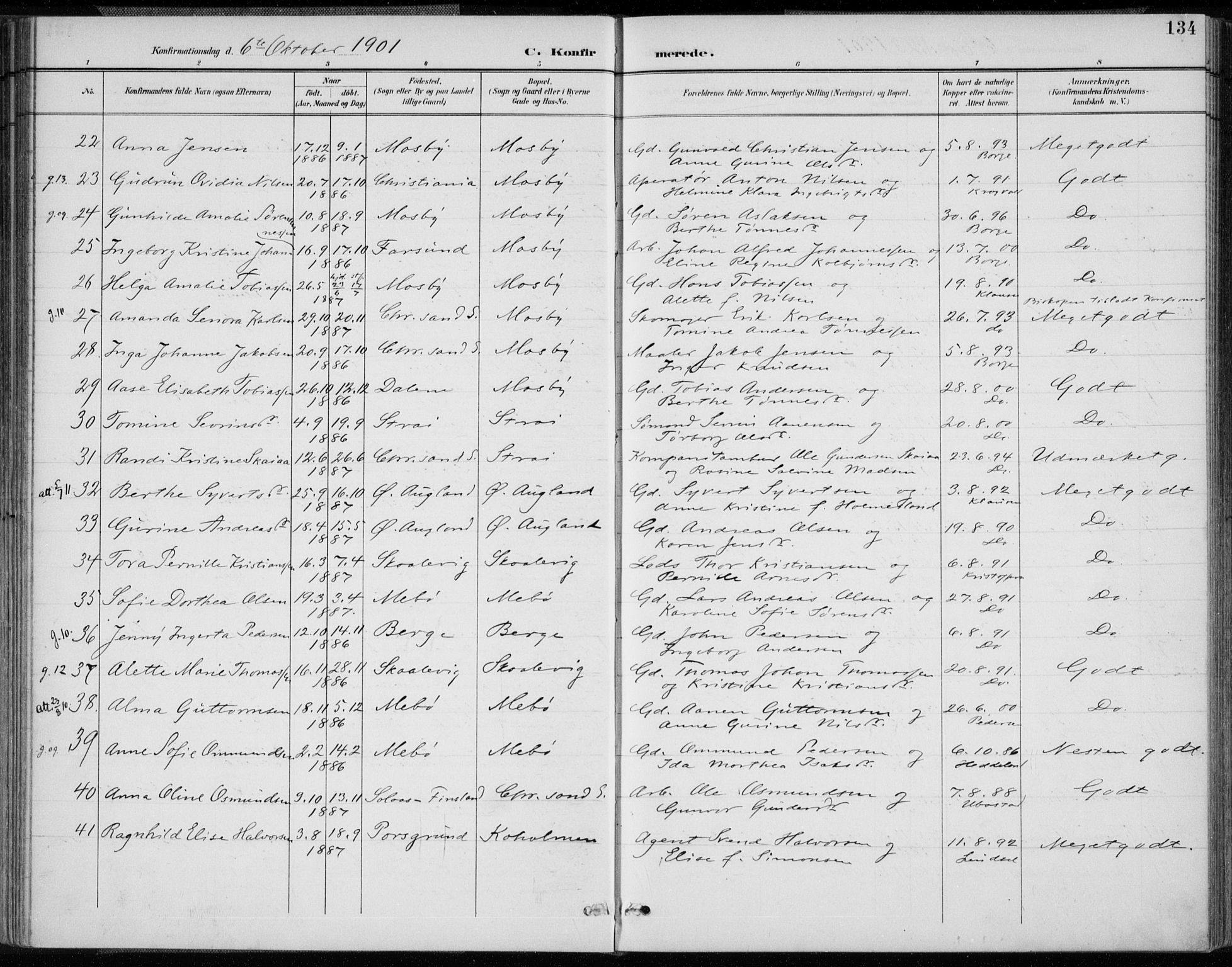 Oddernes sokneprestkontor, AV/SAK-1111-0033/F/Fa/Faa/L0010: Parish register (official) no. A 10, 1897-1911, p. 134