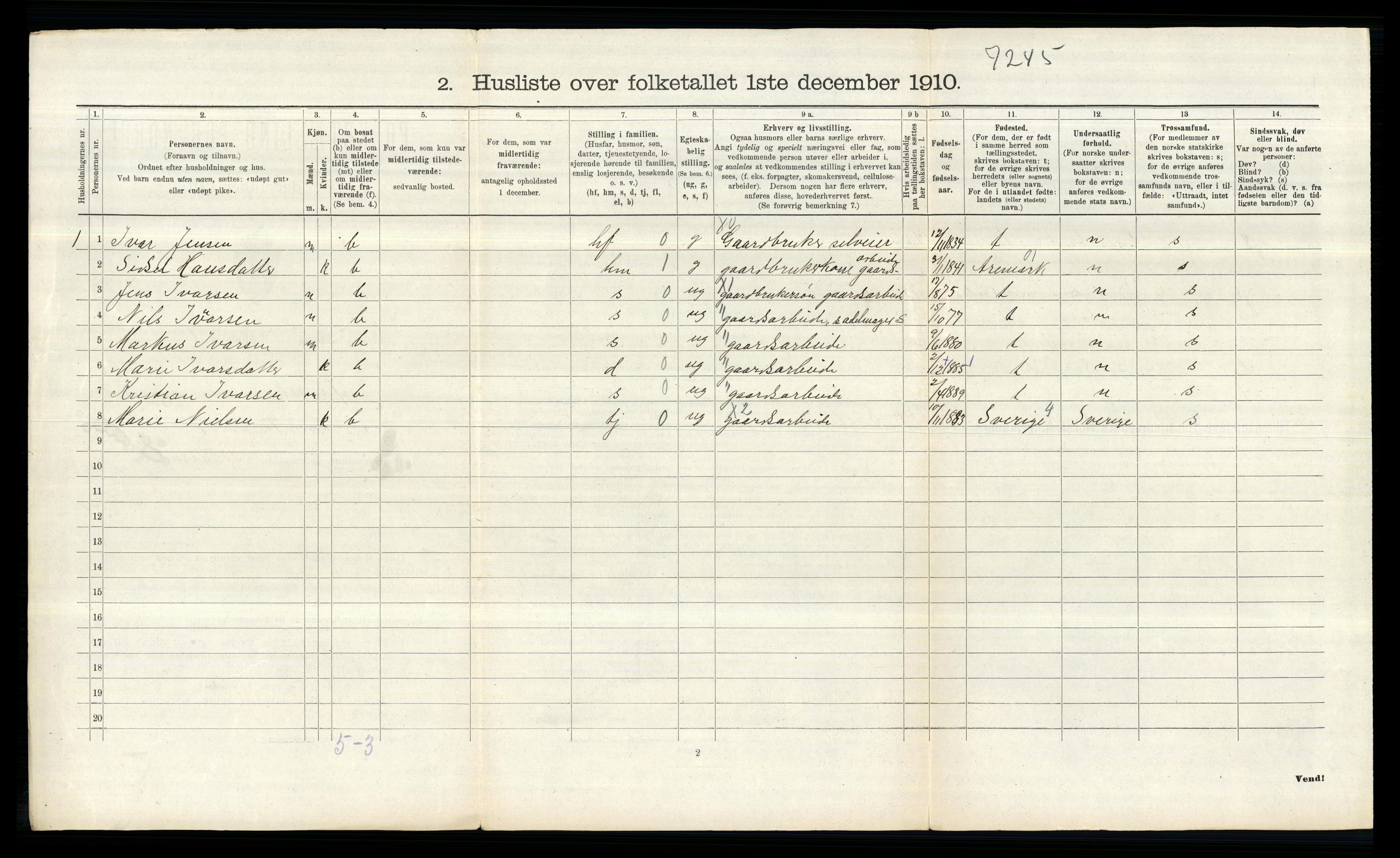 RA, 1910 census for Øymark, 1910, p. 157