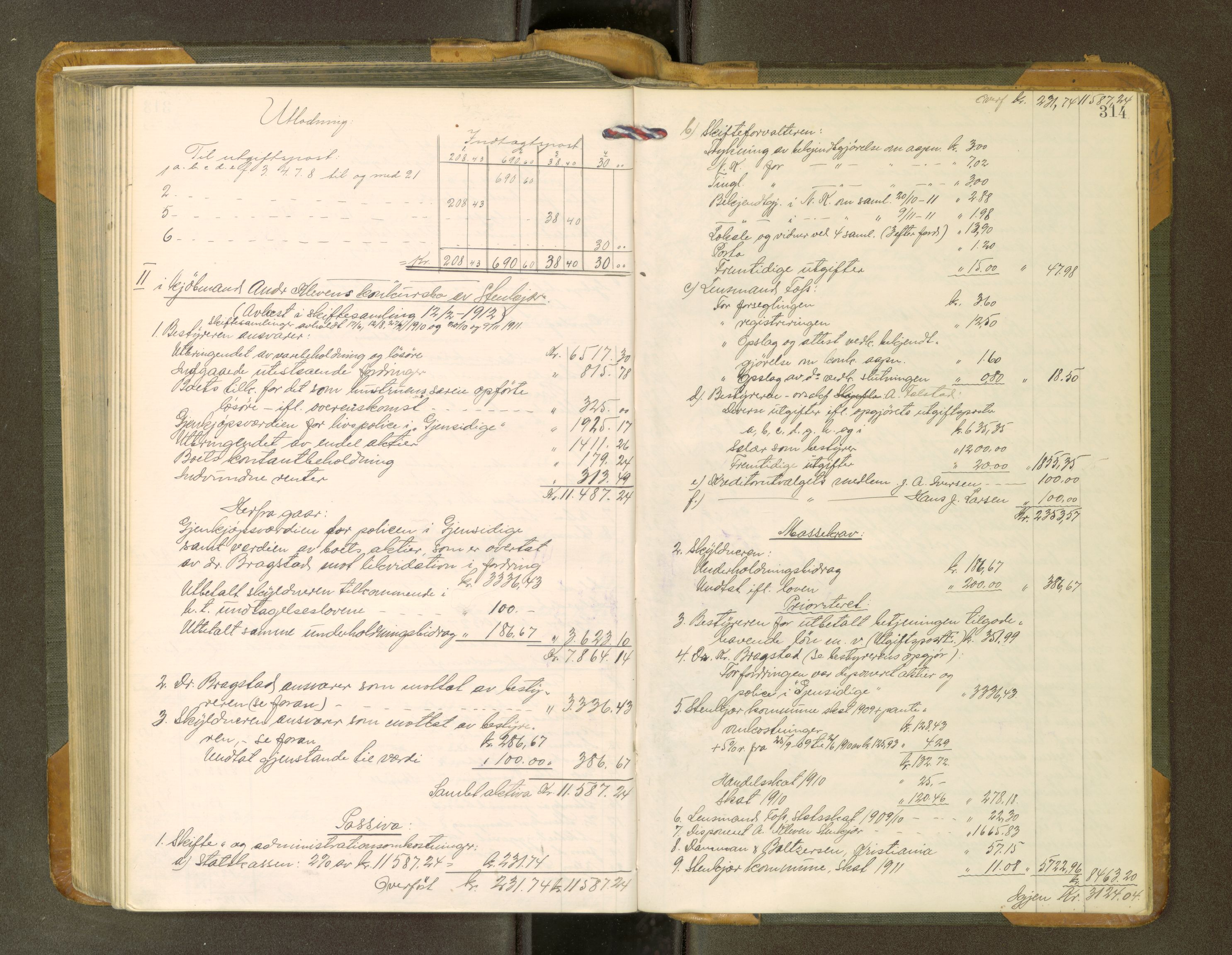 Inderøy sorenskriveri, AV/SAT-A-4147/1/3/3A/L0031: Skifteslutningsprotokoll 6, 1904-1912, p. 314