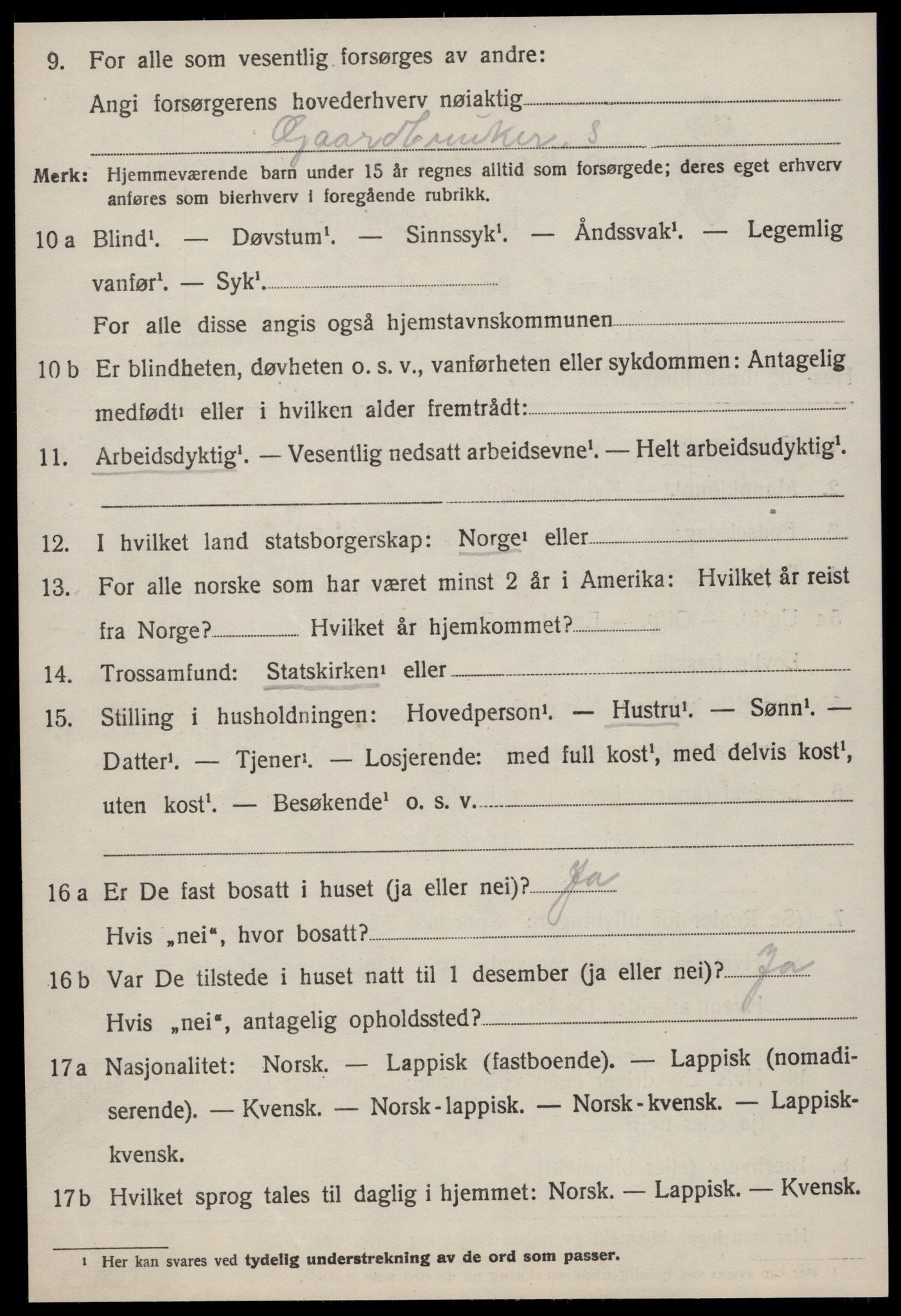 SAT, 1920 census for Geitastrand, 1920, p. 1304