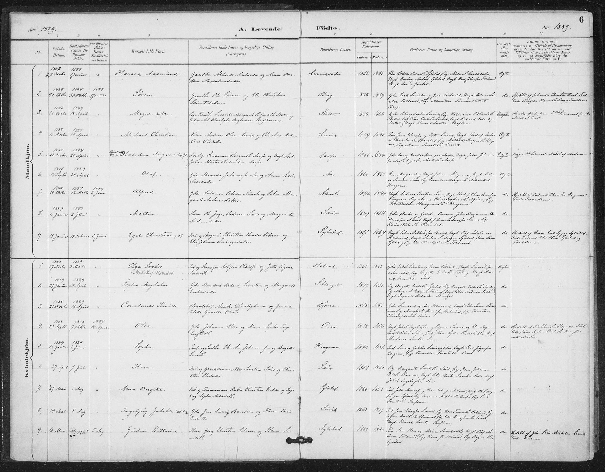 Ministerialprotokoller, klokkerbøker og fødselsregistre - Nord-Trøndelag, SAT/A-1458/783/L0660: Parish register (official) no. 783A02, 1886-1918, p. 6