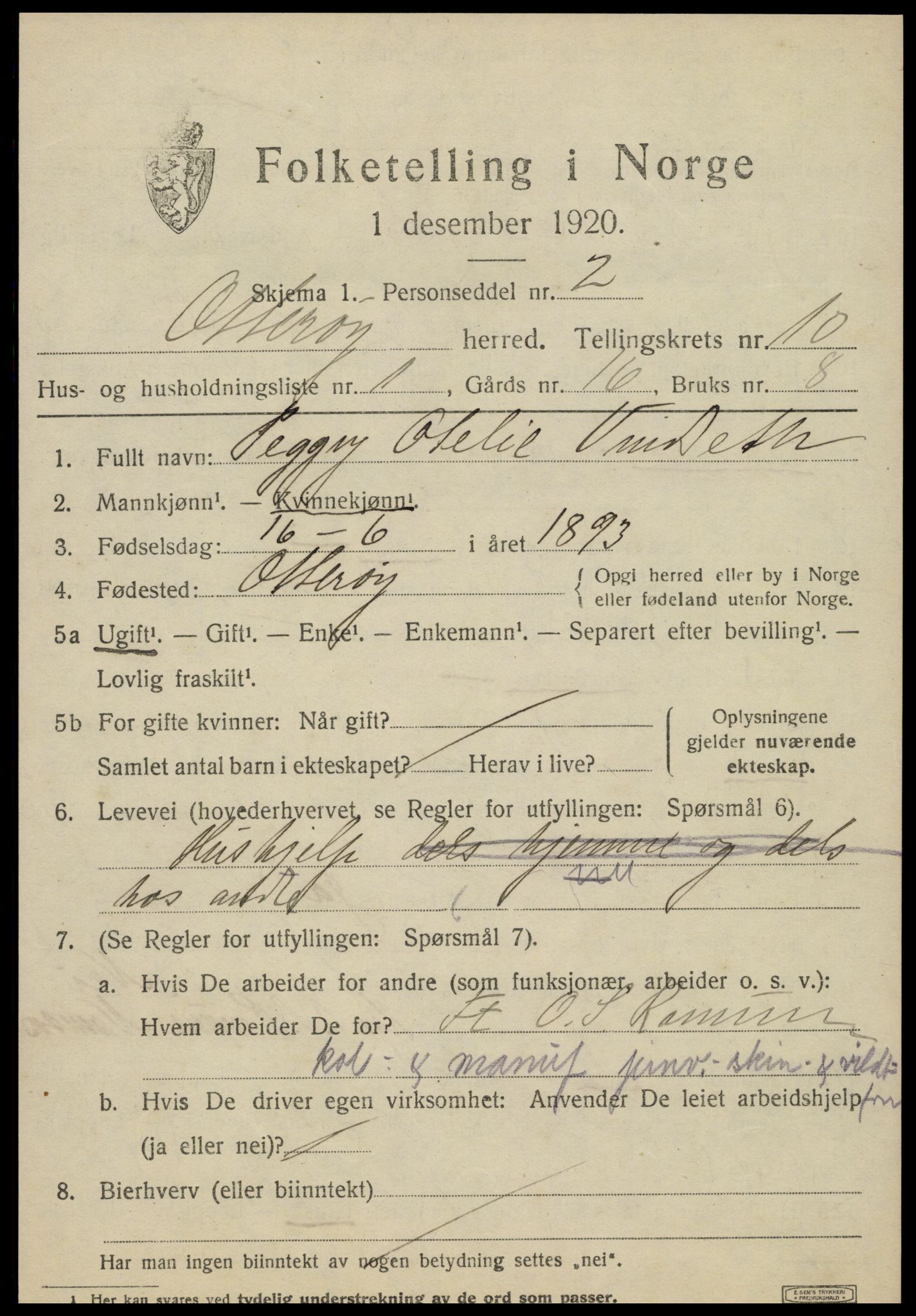 SAT, 1920 census for Otterøy, 1920, p. 3547