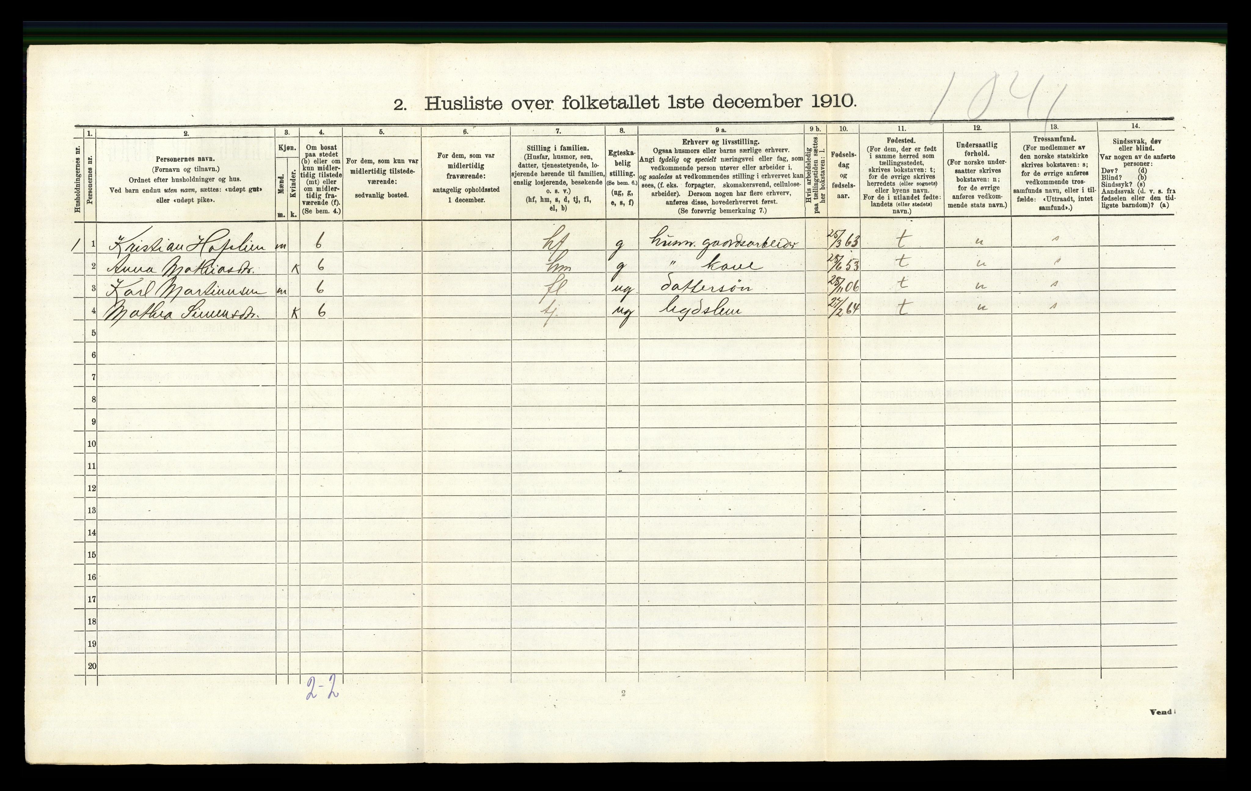 RA, 1910 census for Fåberg, 1910, p. 409