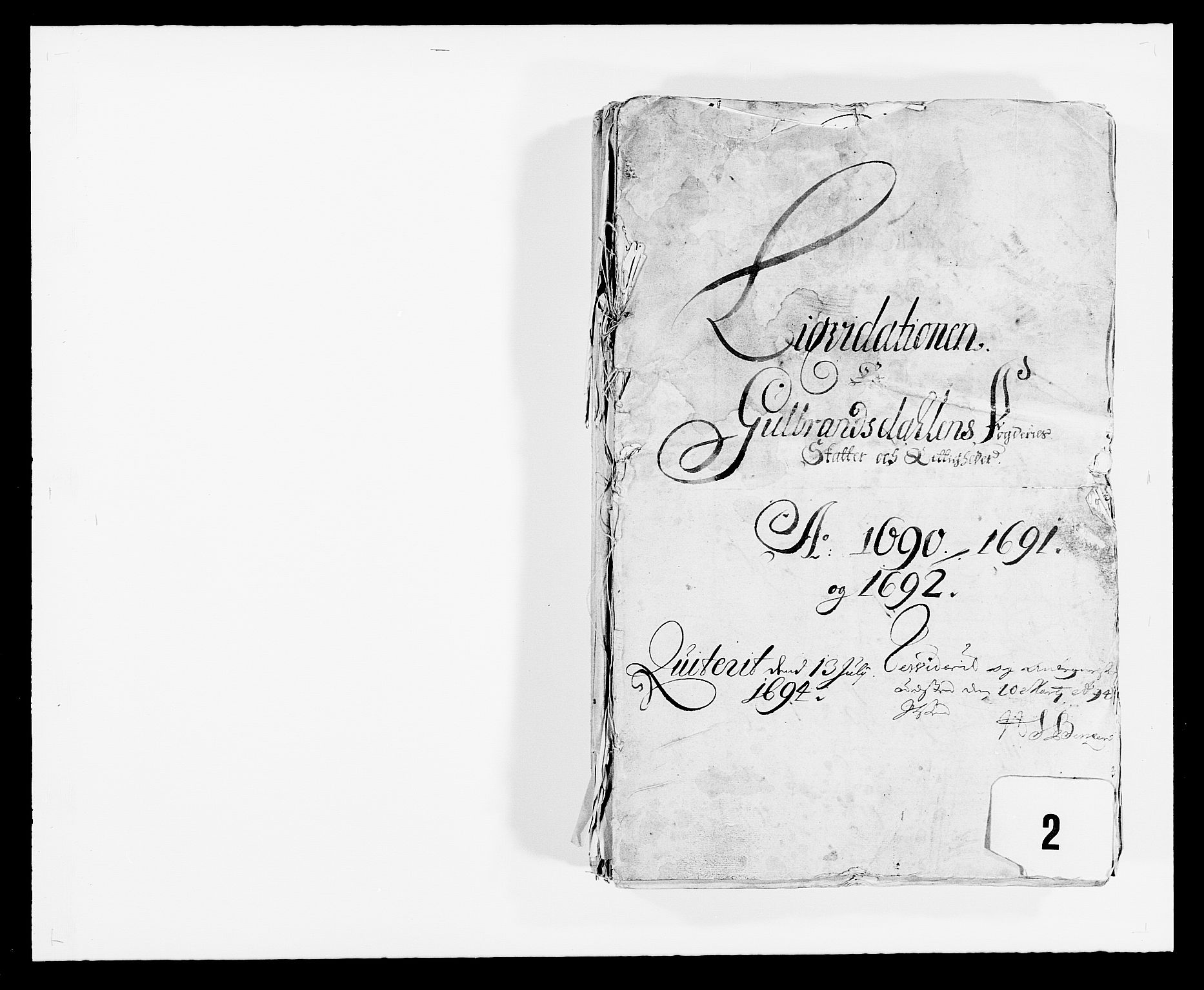 Rentekammeret inntil 1814, Reviderte regnskaper, Fogderegnskap, RA/EA-4092/R17/L1165: Fogderegnskap Gudbrandsdal, 1690-1692, p. 1