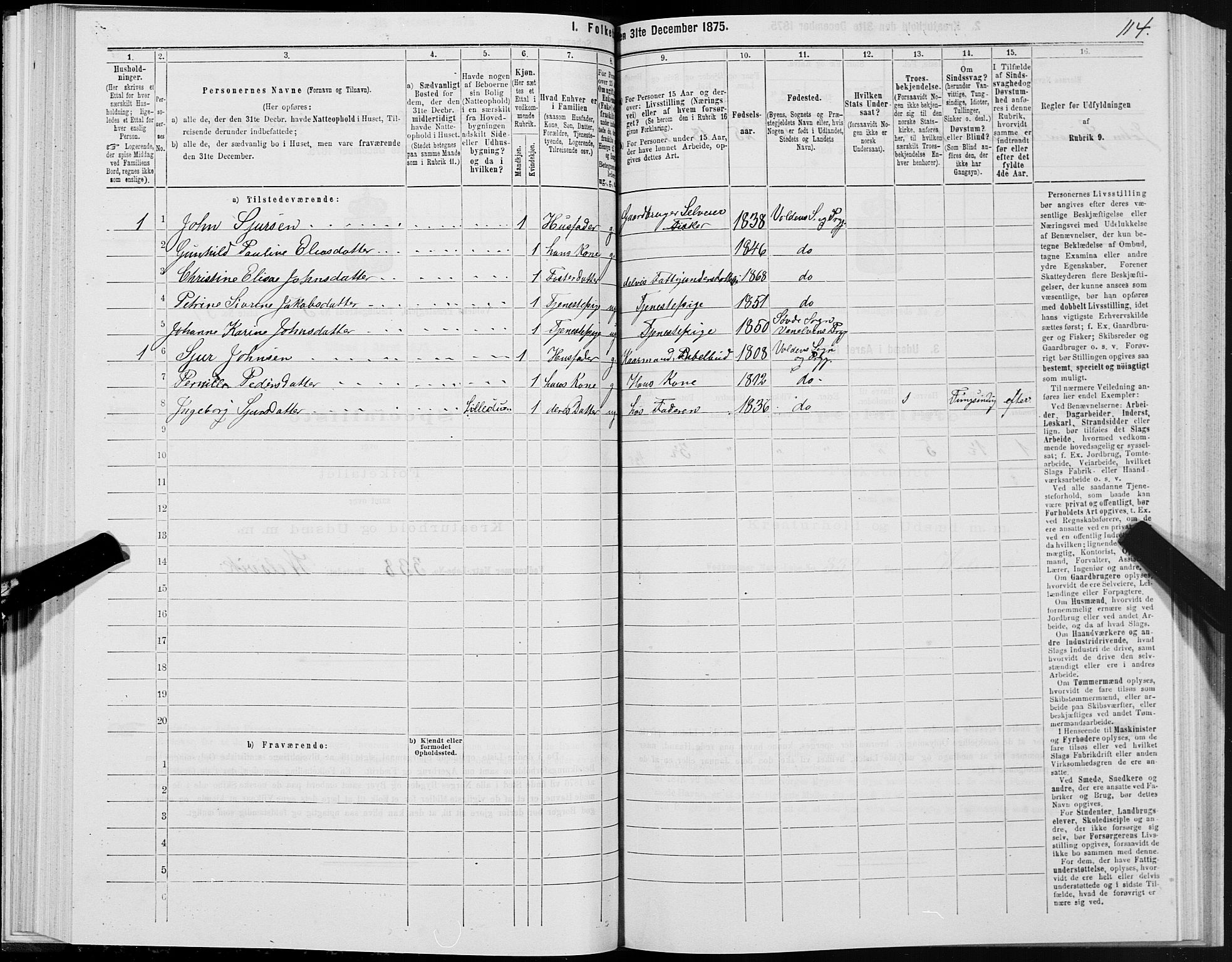 SAT, 1875 census for 1519P Volda, 1875, p. 4114