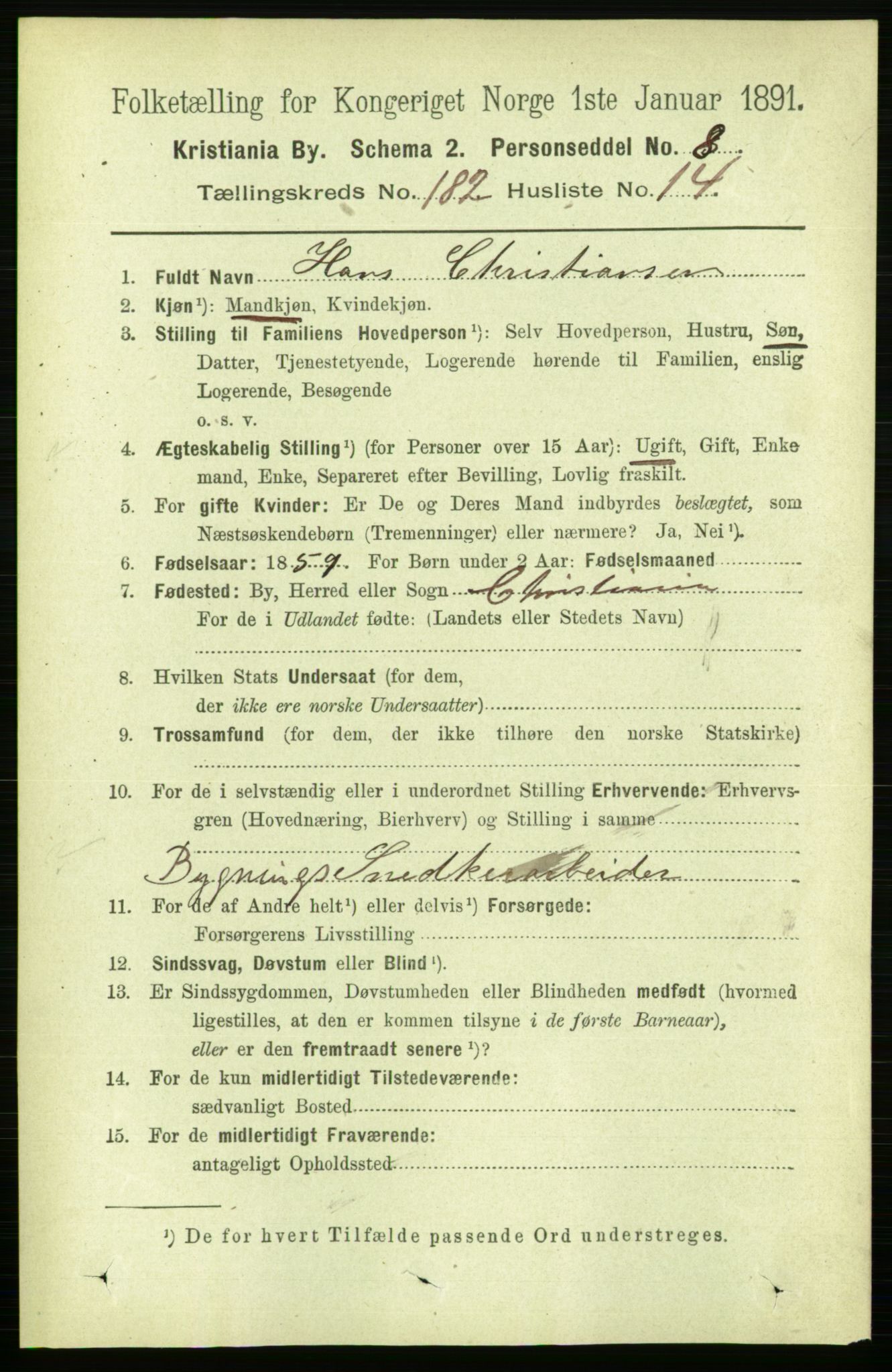 RA, 1891 census for 0301 Kristiania, 1891, p. 108955