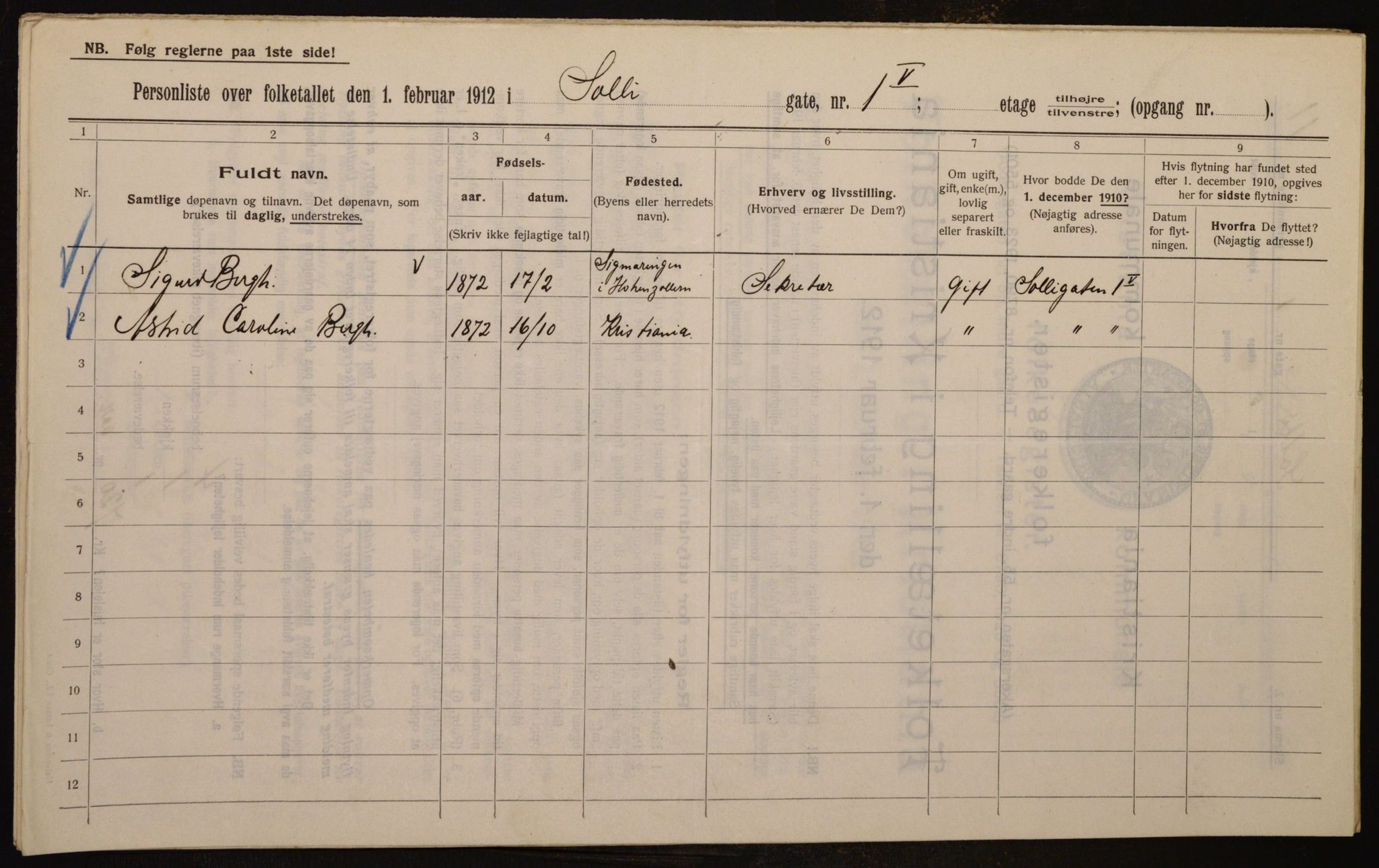 OBA, Municipal Census 1912 for Kristiania, 1912, p. 99940