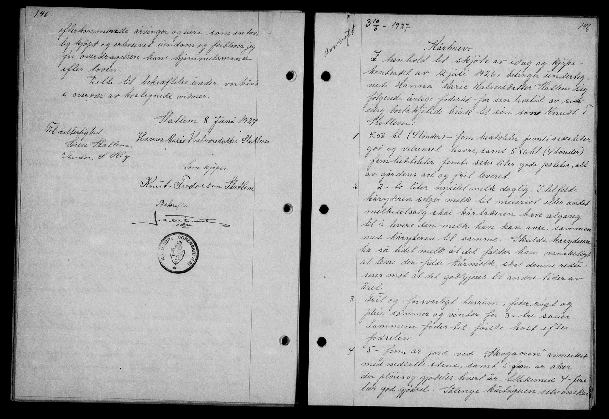 Nordmøre sorenskriveri, AV/SAT-A-4132/1/2/2Ca/L0062: Mortgage book no. 52, 1927-1927, Deed date: 10.06.1927