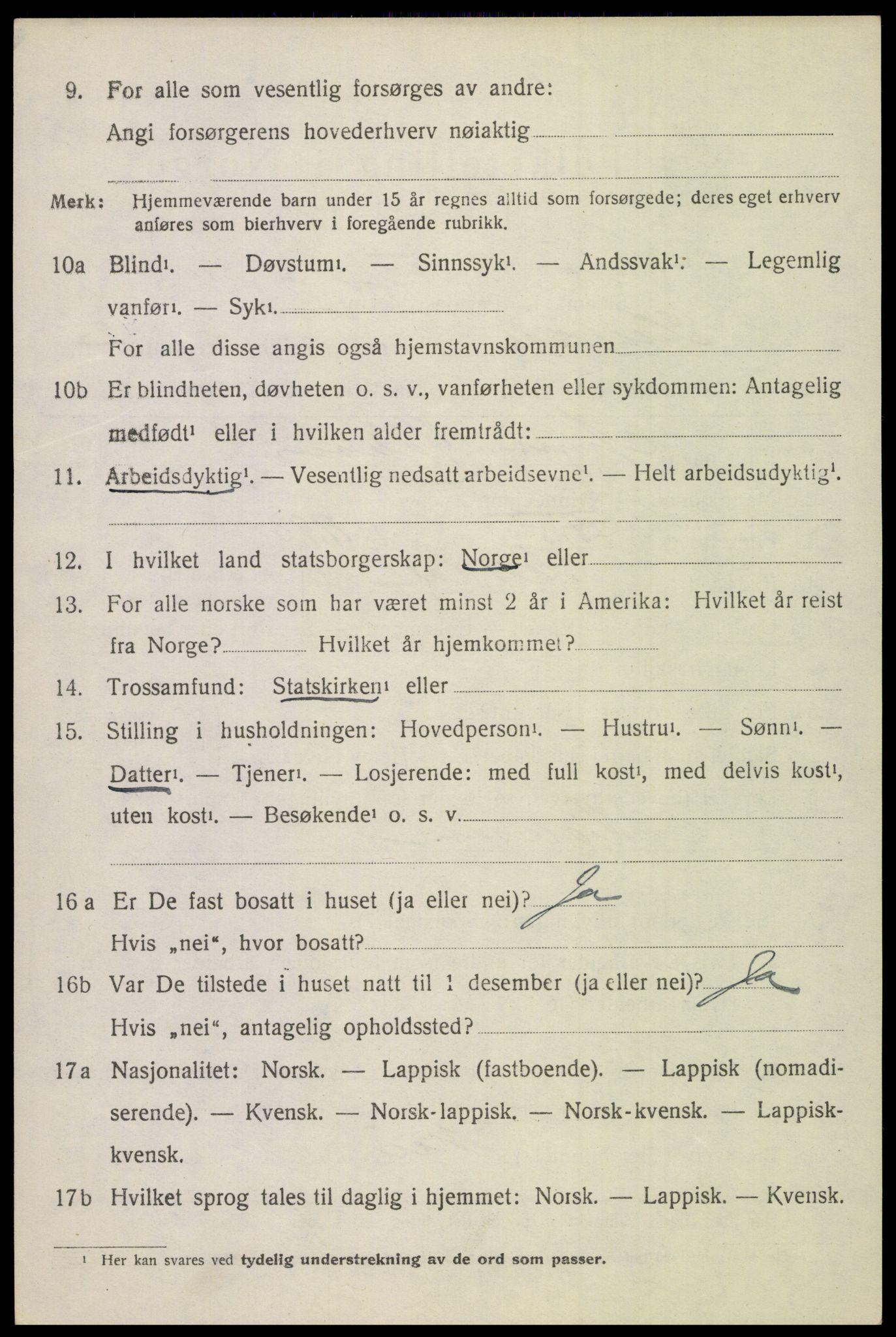 SAT, 1920 census for Saltdal, 1920, p. 3418