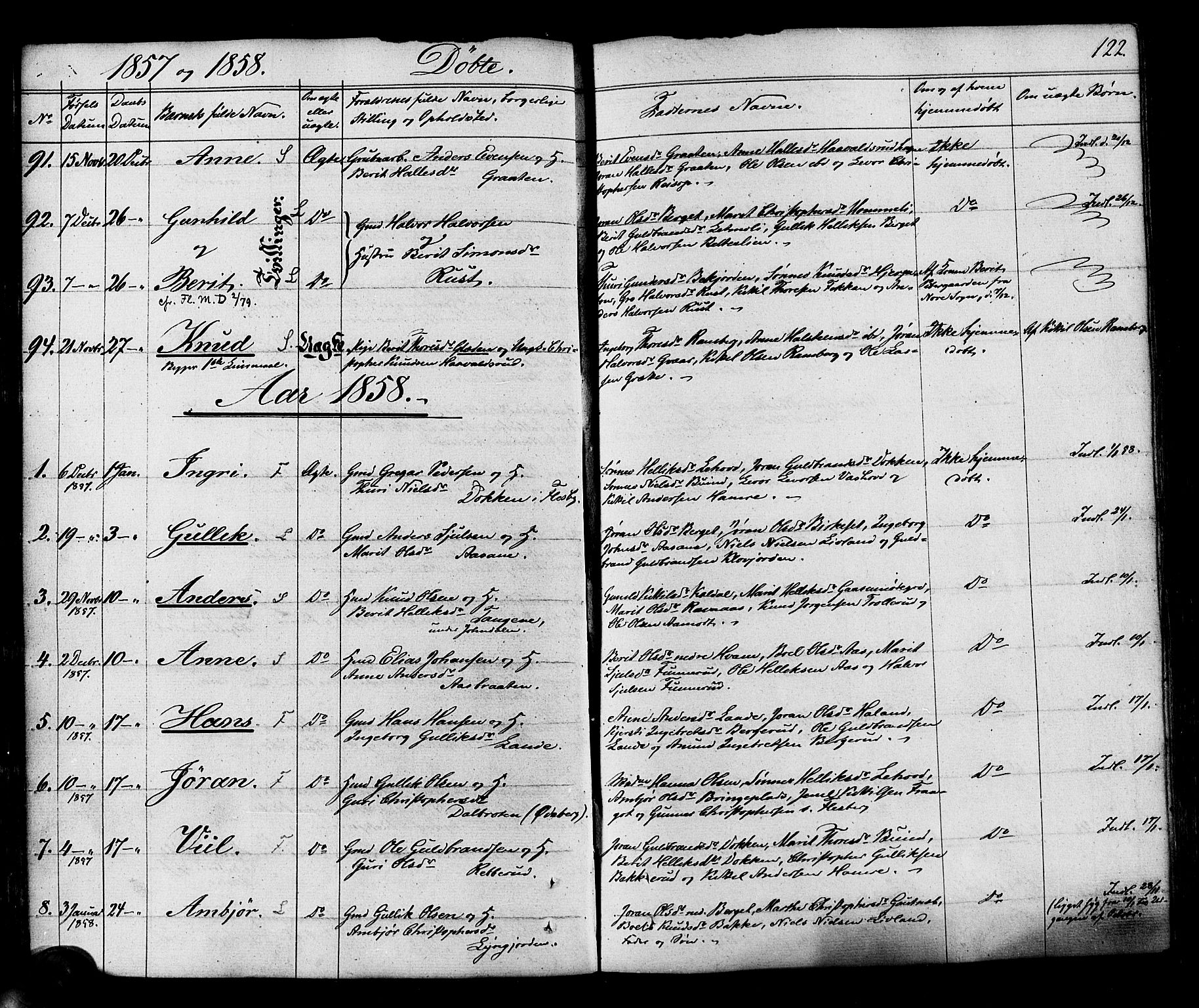 Flesberg kirkebøker, SAKO/A-18/F/Fa/L0006: Parish register (official) no. I 6, 1834-1860, p. 122