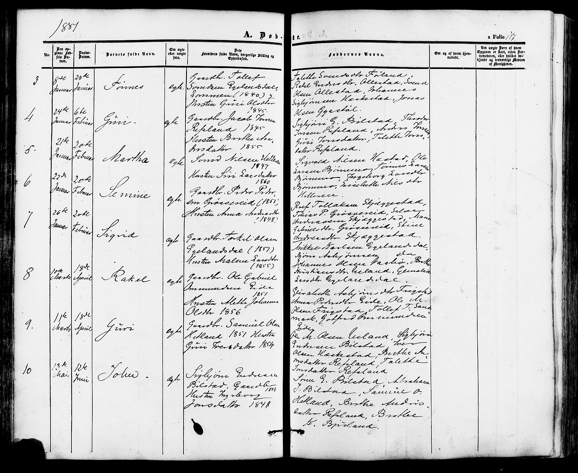 Lund sokneprestkontor, AV/SAST-A-101809/S06/L0010: Parish register (official) no. A 9, 1854-1886, p. 117