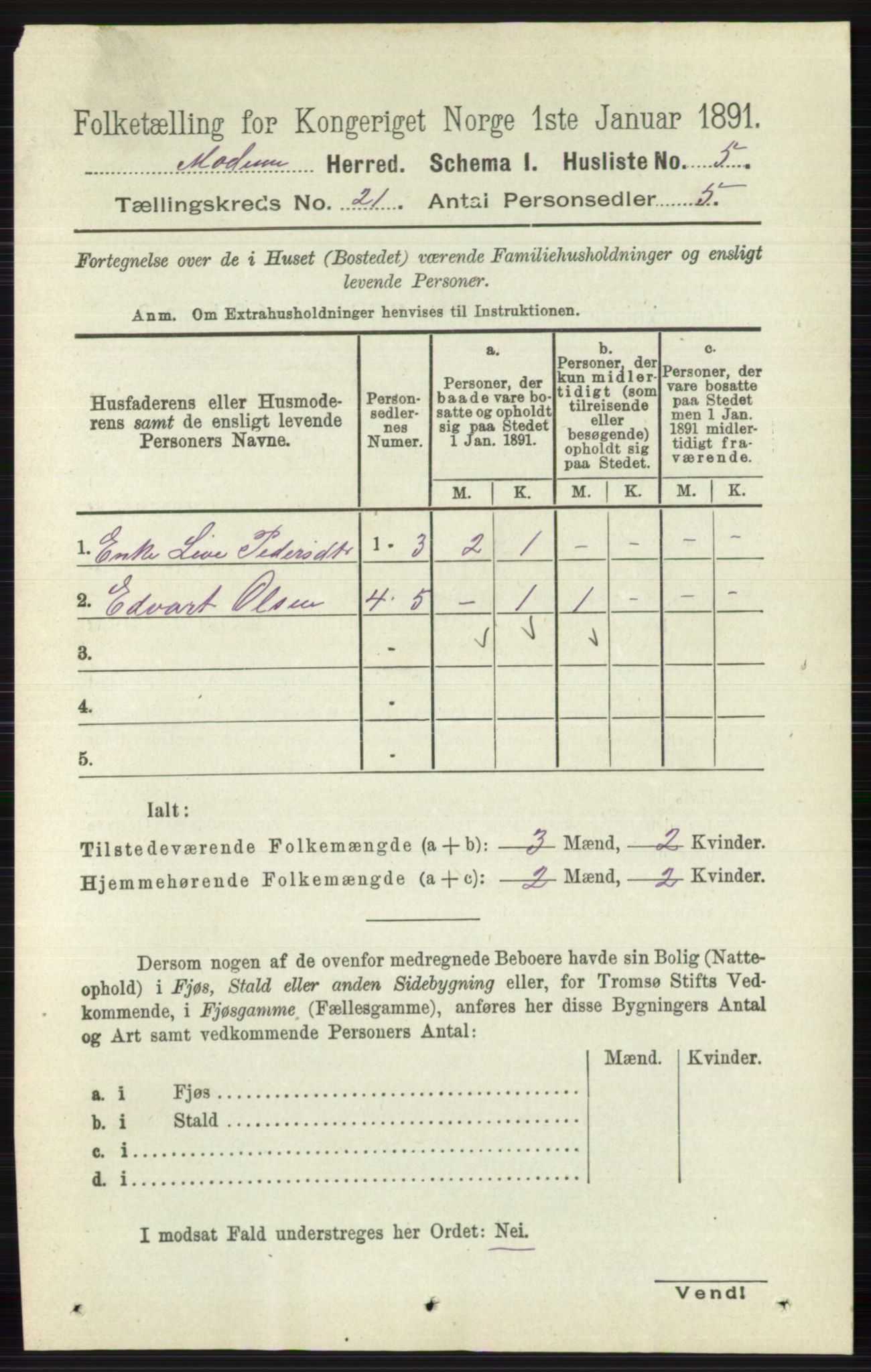 RA, 1891 census for 0623 Modum, 1891, p. 8067