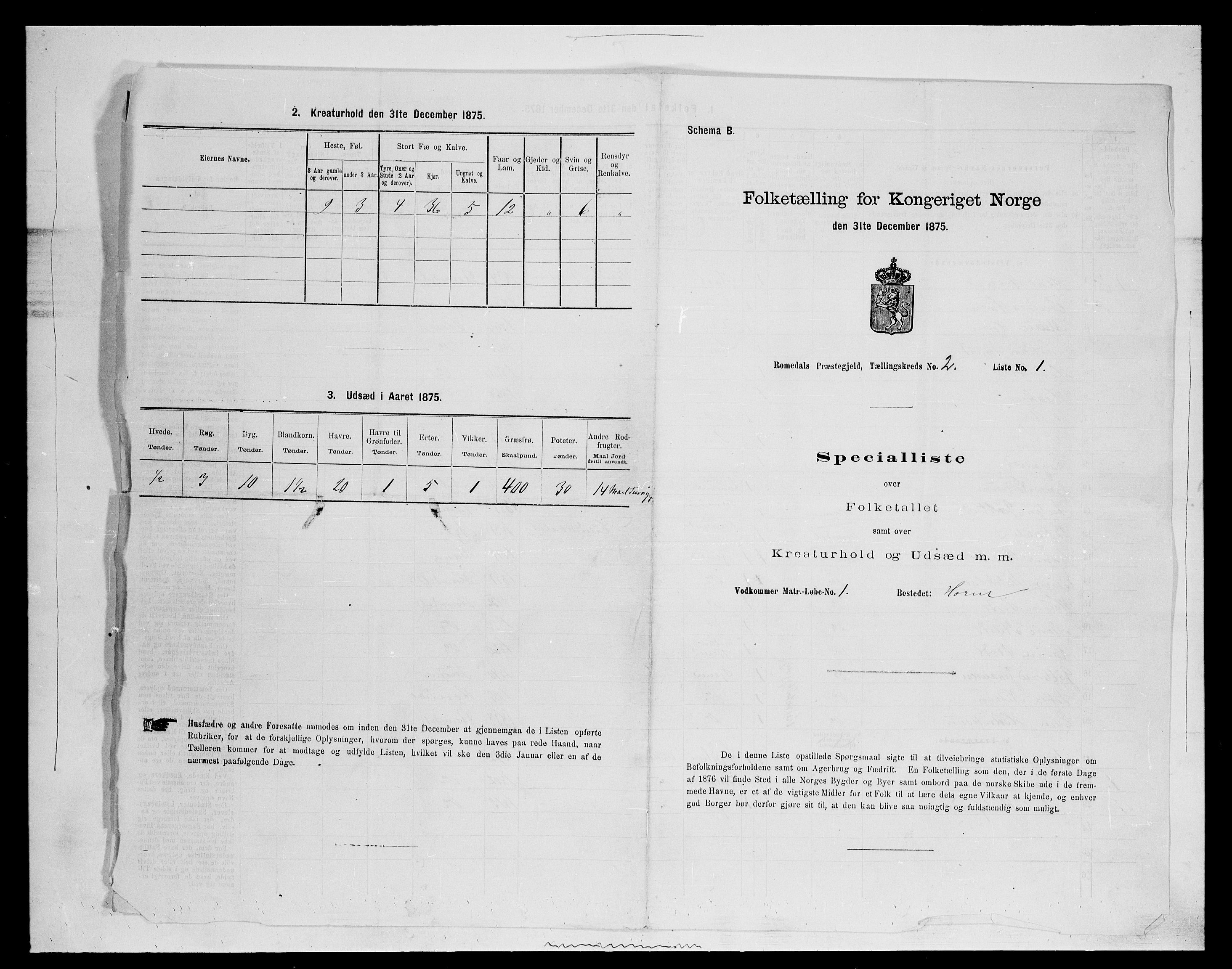 SAH, 1875 census for 0416P Romedal, 1875, p. 280