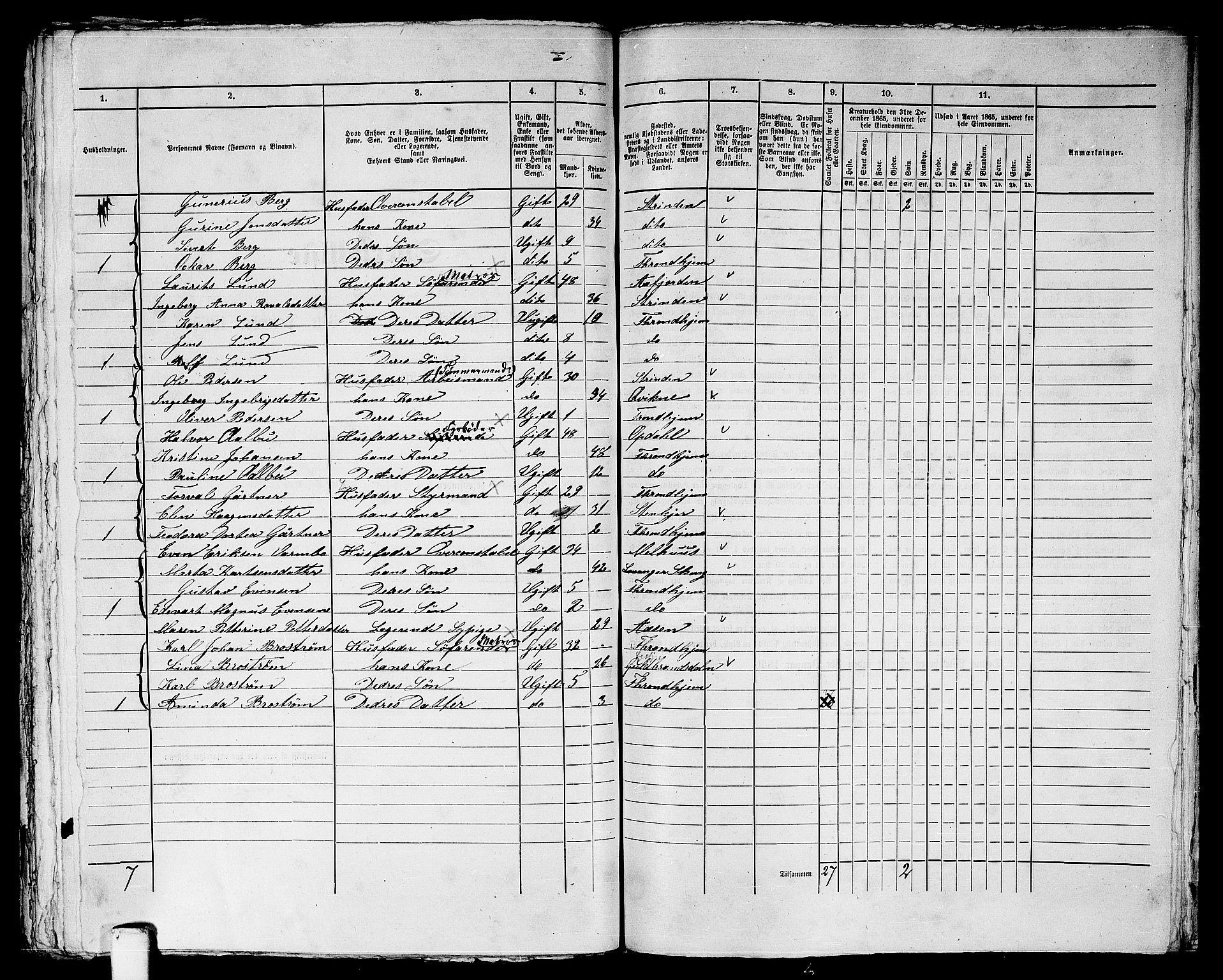 RA, 1865 census for Trondheim, 1865, p. 1514