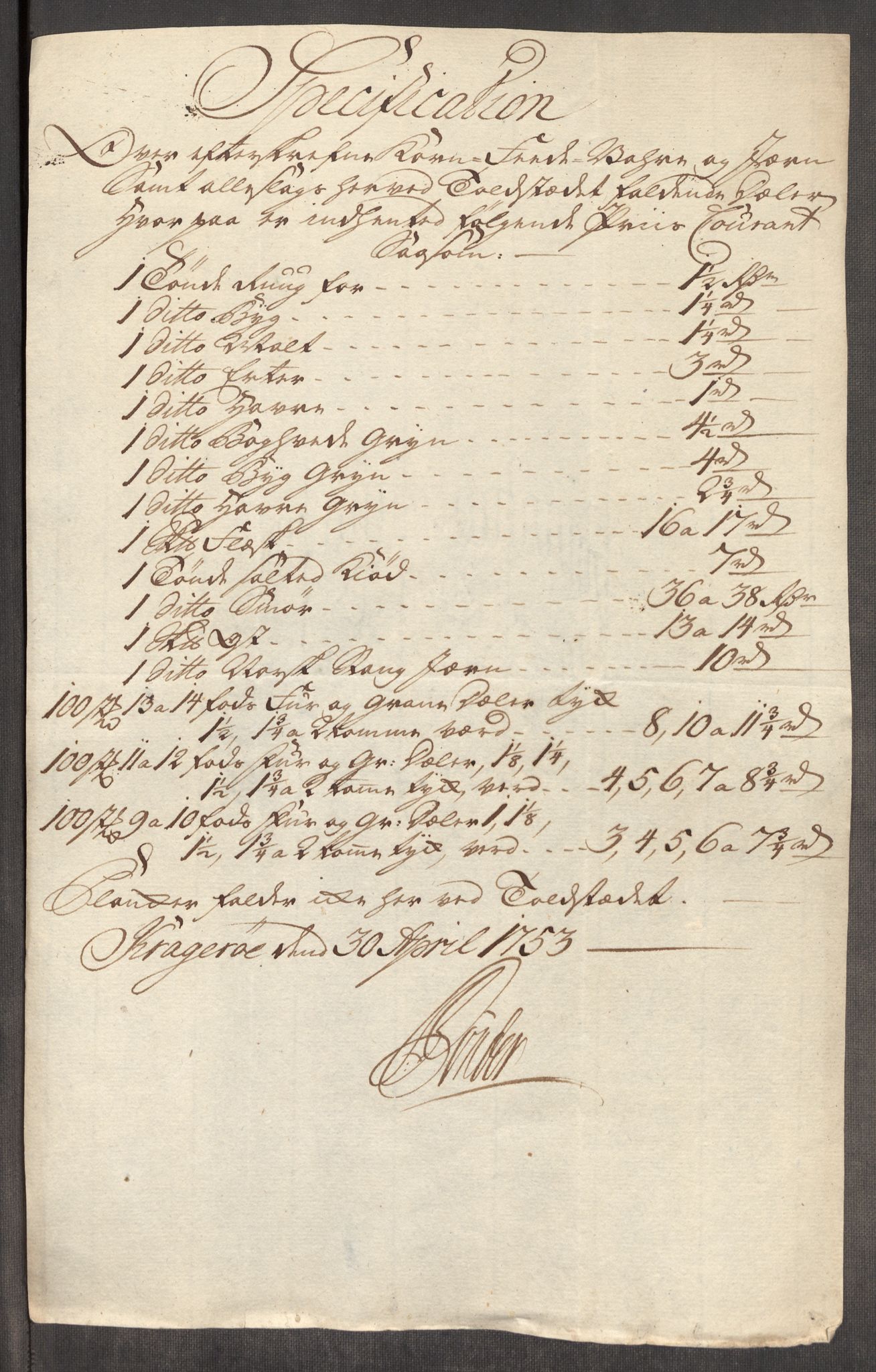 Rentekammeret inntil 1814, Realistisk ordnet avdeling, AV/RA-EA-4070/Oe/L0005: [Ø1]: Priskuranter, 1753-1757, p. 114