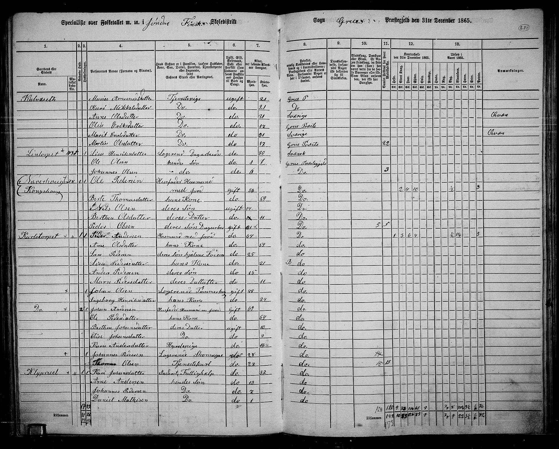 RA, 1865 census for Grue, 1865, p. 221